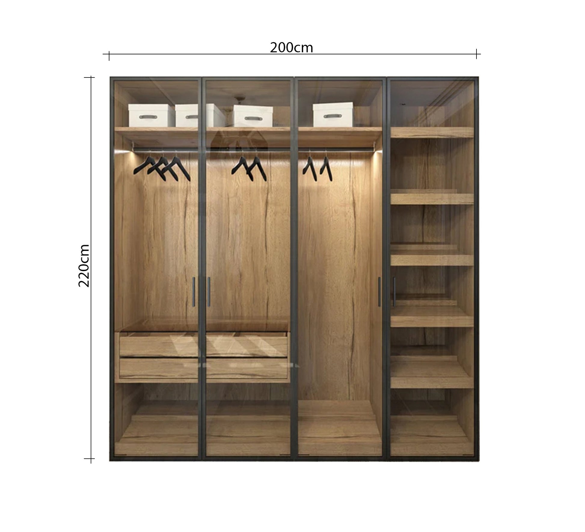 Modern wardrobe with clear glass and shelves - Vitrine Furniture - Furniture