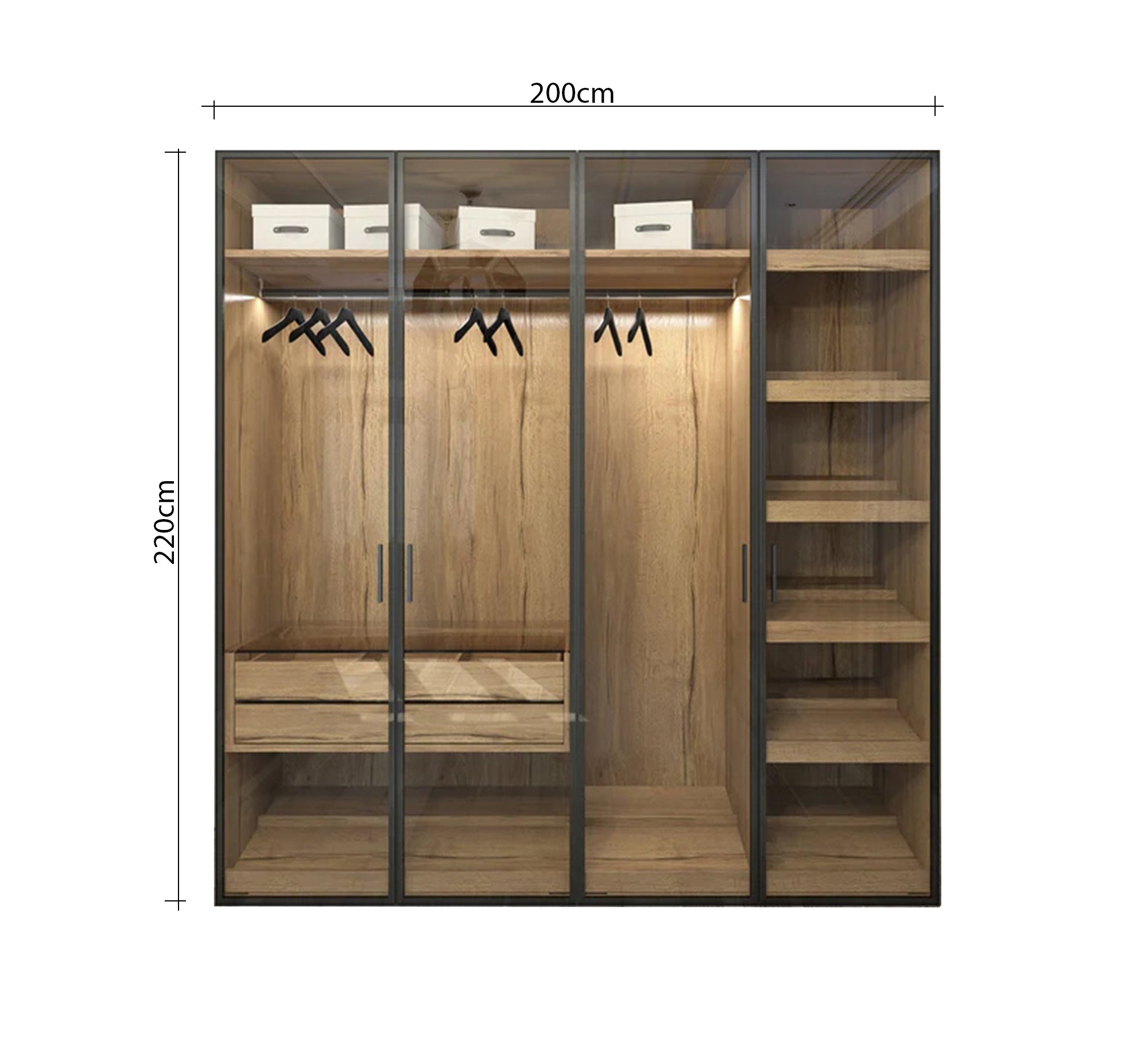 Modern wardrobe with clear glass and shelves - Vitrine Furniture - Furniture