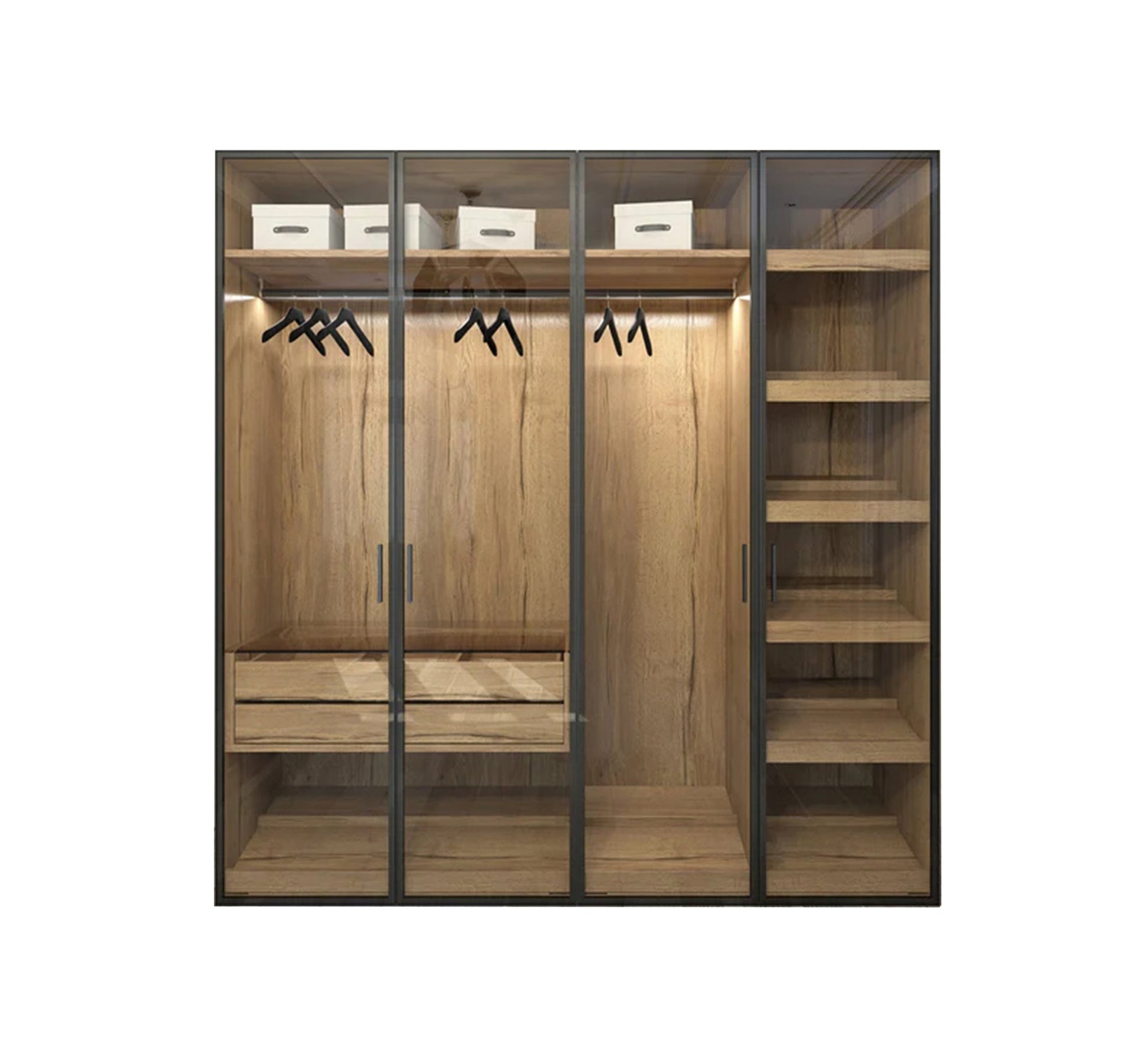Modern wardrobe with clear glass and shelves - Vitrine Furniture - Furniture