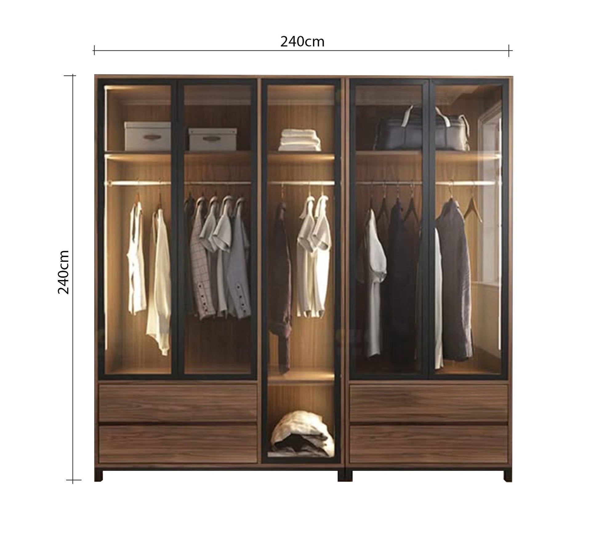 Modern wardrobe with glass and interior lighting - Vitrine Furniture - Furniture