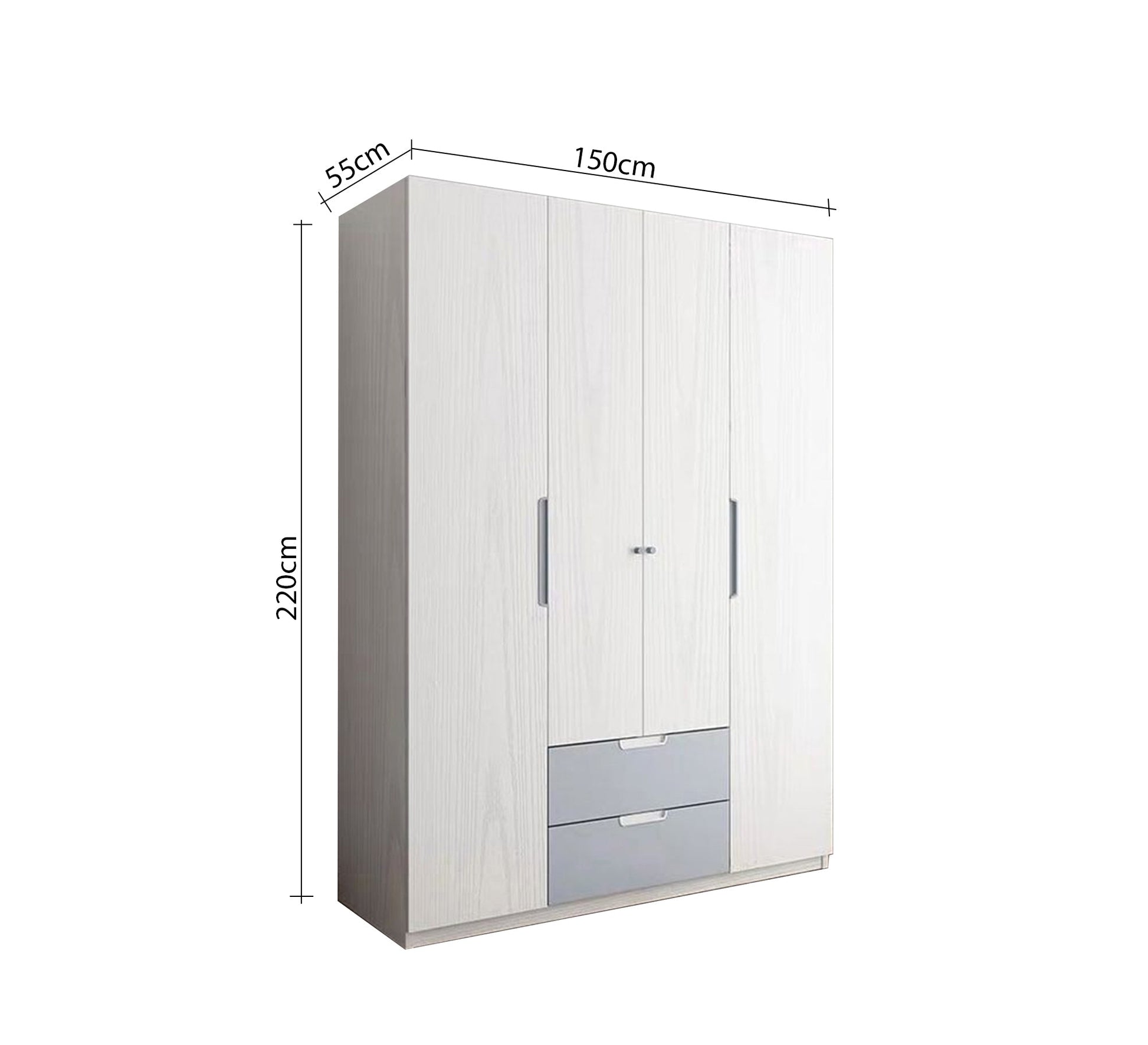 Modern wardrobe with white doors and two drawers - Vitrine Furniture - Furniture