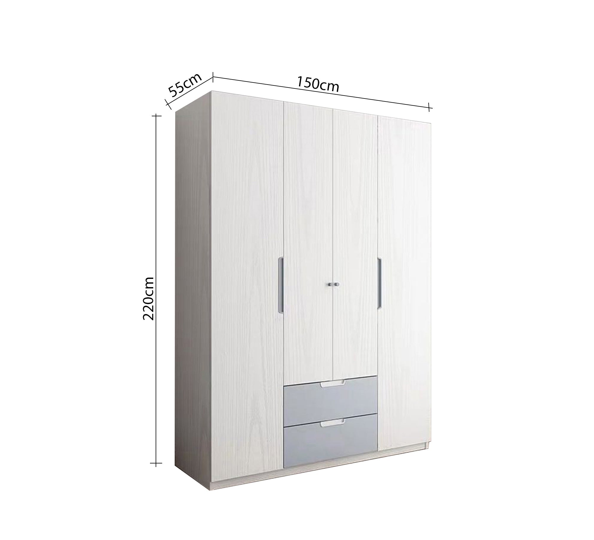 Modern wardrobe with white doors and two drawers - Vitrine Furniture - Furniture