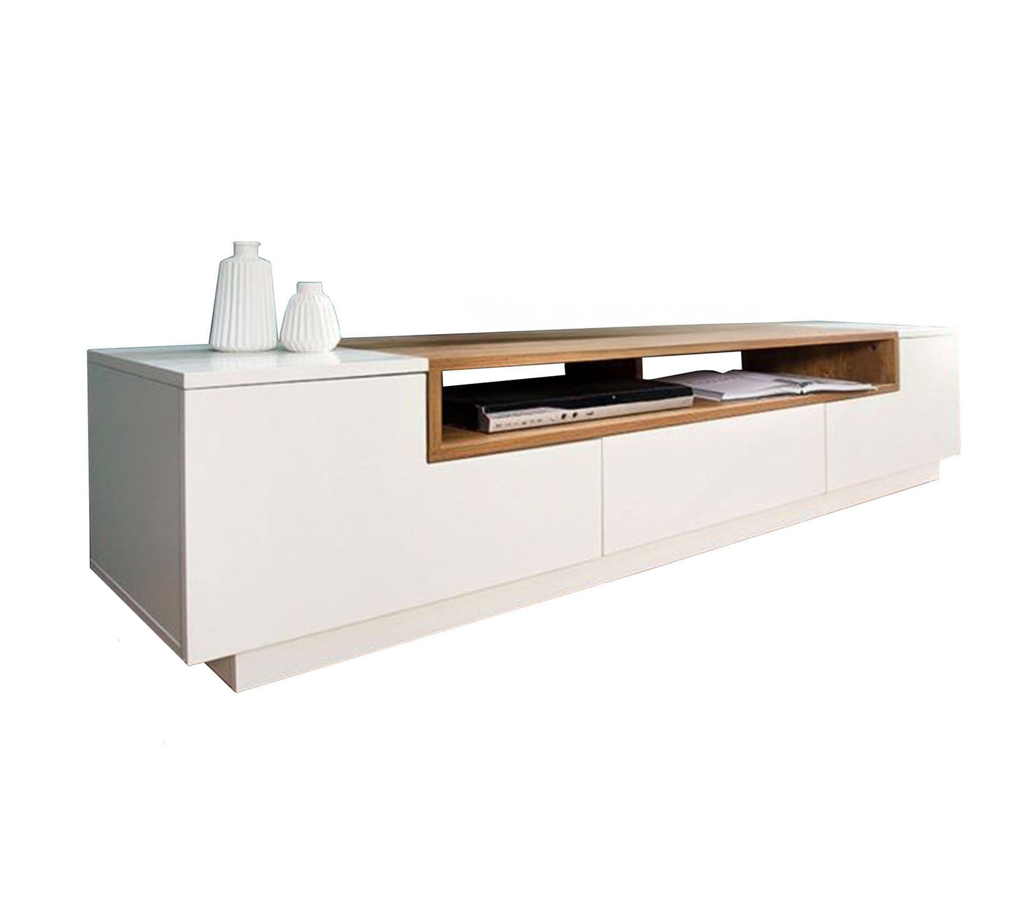 Modern white and beige TV table - Vitrine Furniture - Furniture