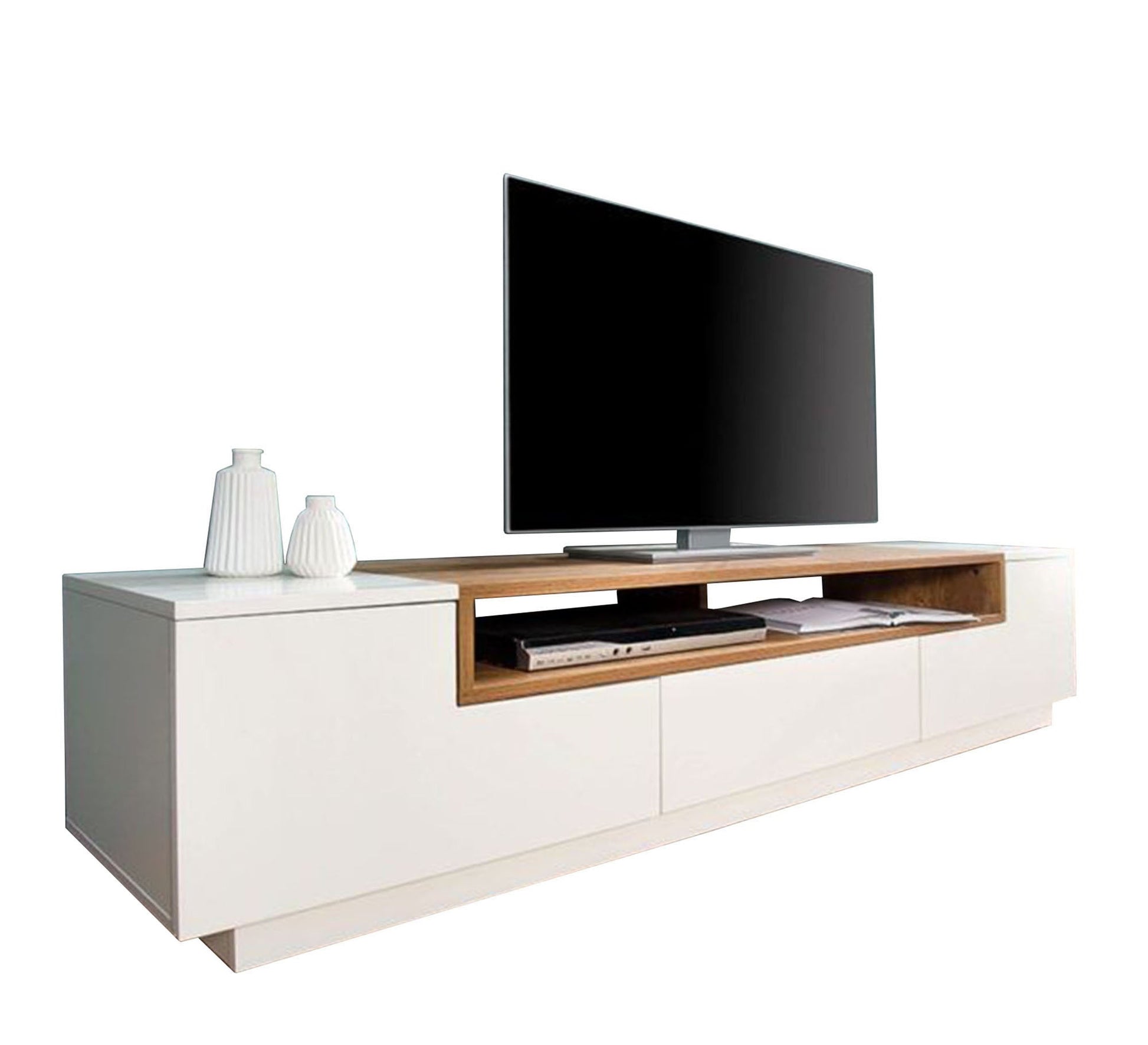 Modern white and beige TV table - Vitrine Furniture - Furniture