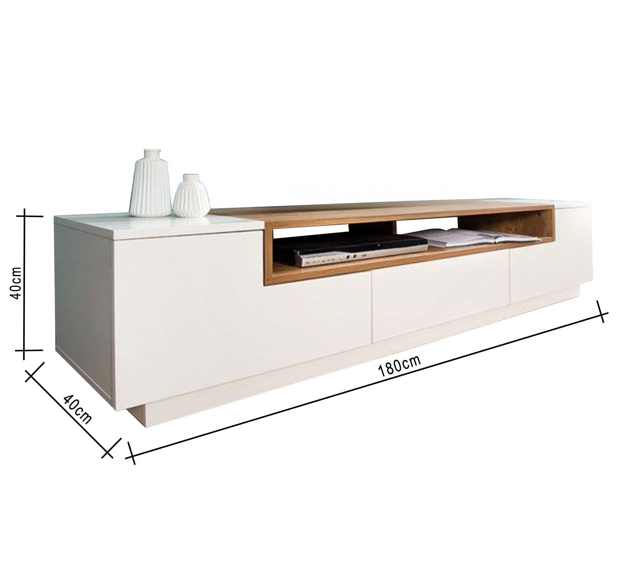 Modern white and beige TV table - Vitrine Furniture - Furniture