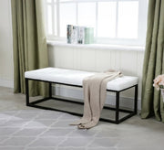 Modern white bench with sturdy metal legs - Vitrine Furniture - Furniture