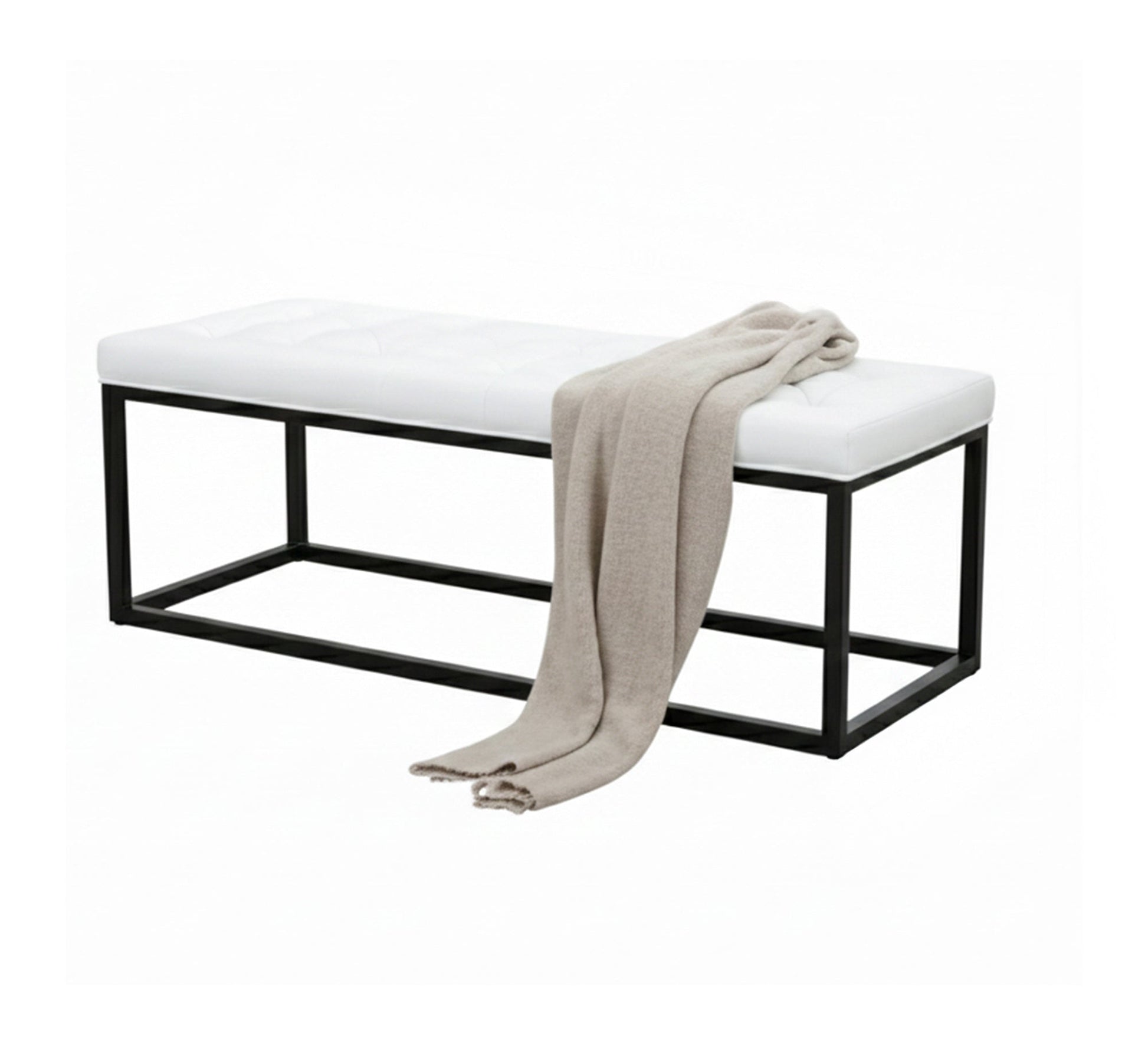 Modern white bench with sturdy metal legs - Vitrine Furniture - Furniture
