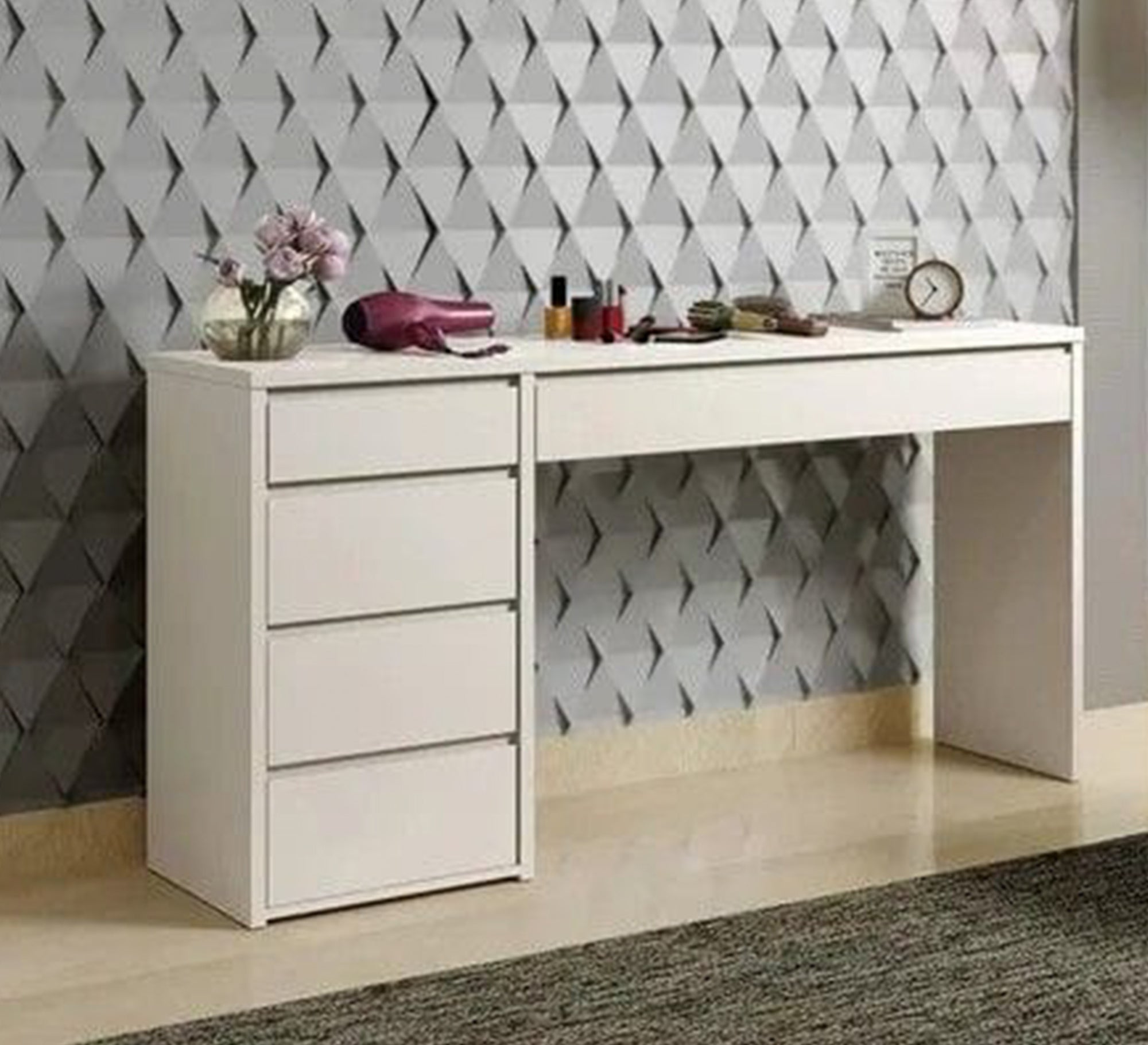 Modern white desk with mesh office chair - Vitrine Furniture - Furniture