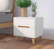 Modern white dresser with two wooden drawers - Vitrine Furniture - Furniture