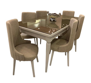 Modern white lined dining room - Vitrine Furniture - Sets