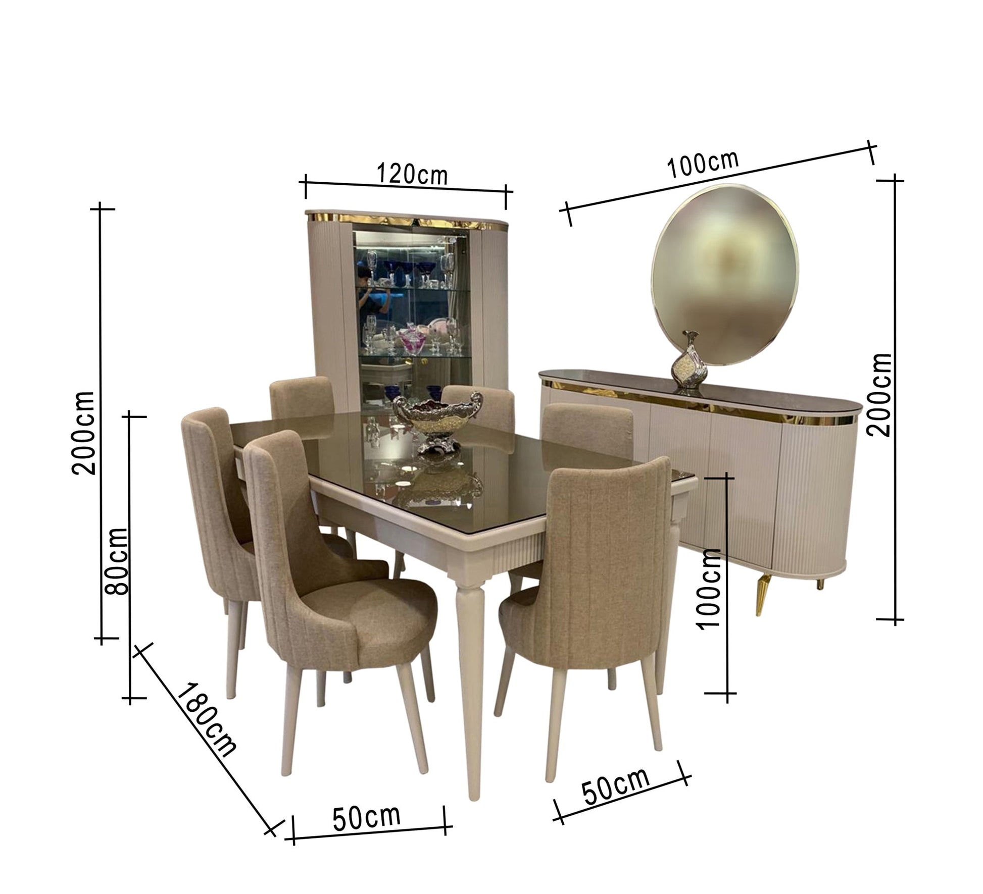 Modern white lined dining room - Vitrine Furniture - Sets