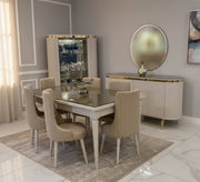 Modern white lined dining room - Vitrine Furniture - Sets