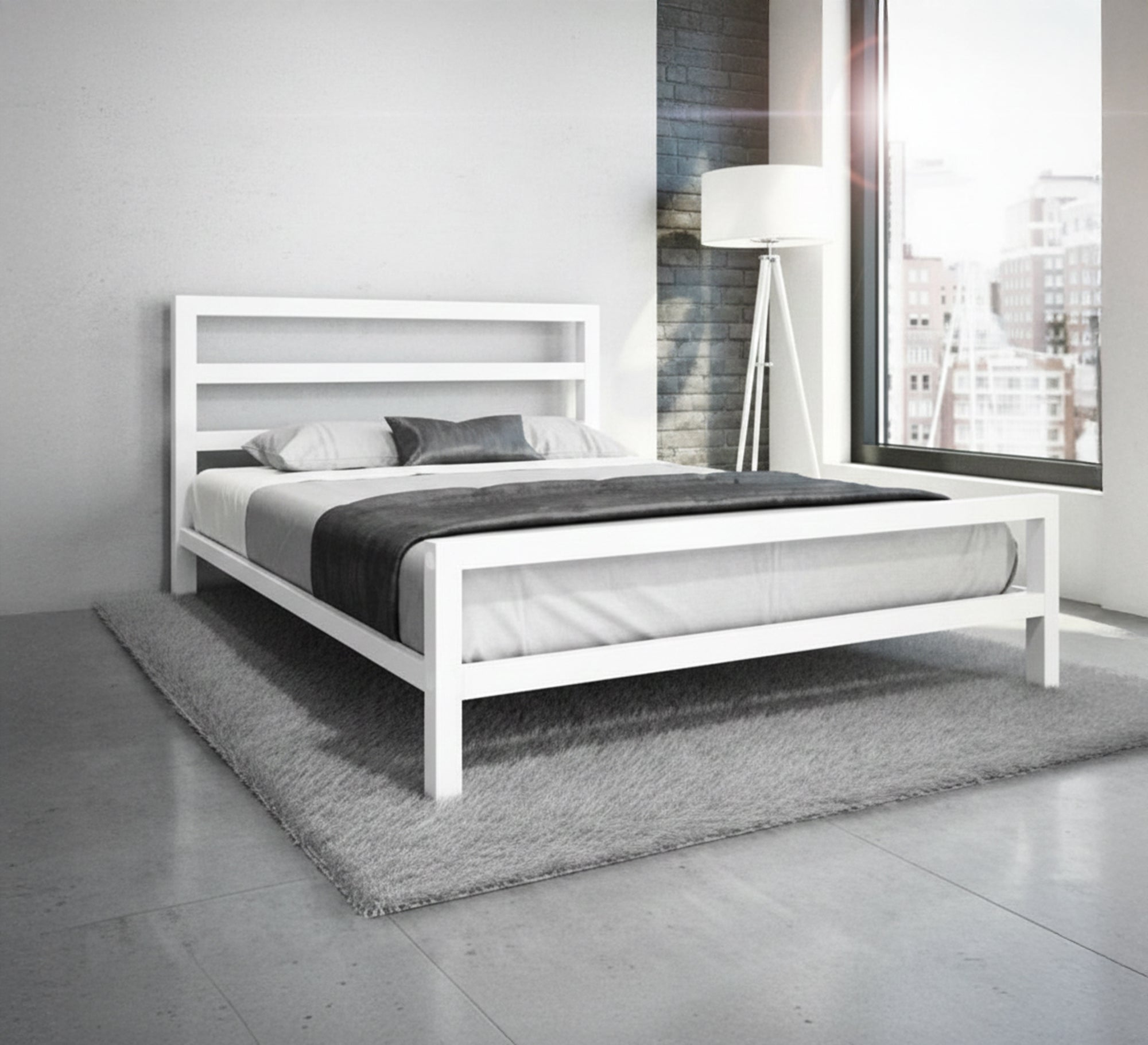 Modern white metal bed - Vitrine Furniture - Furniture