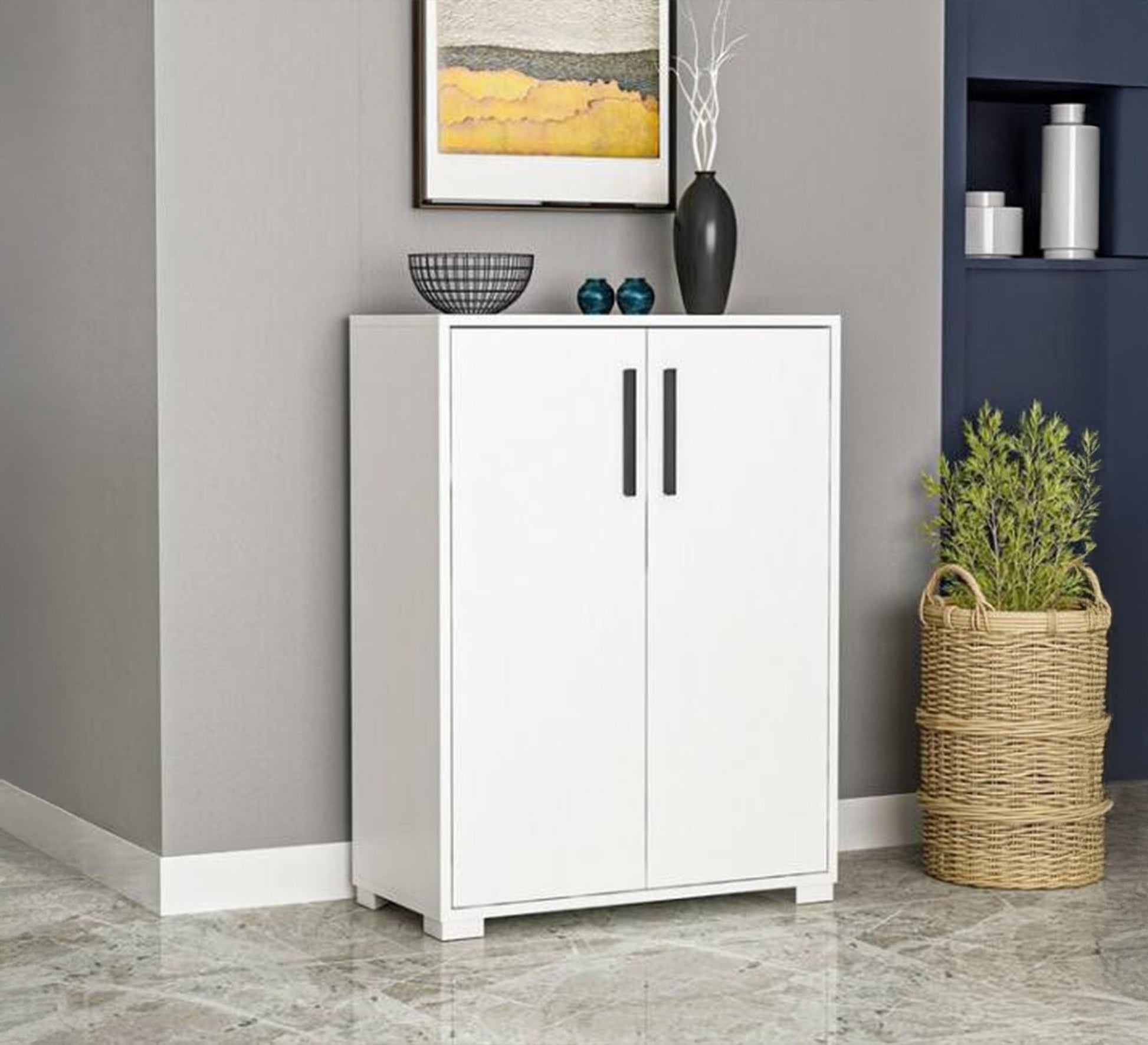 Modern white shoe rack with versatile storage - Vitrine Furniture - Furniture