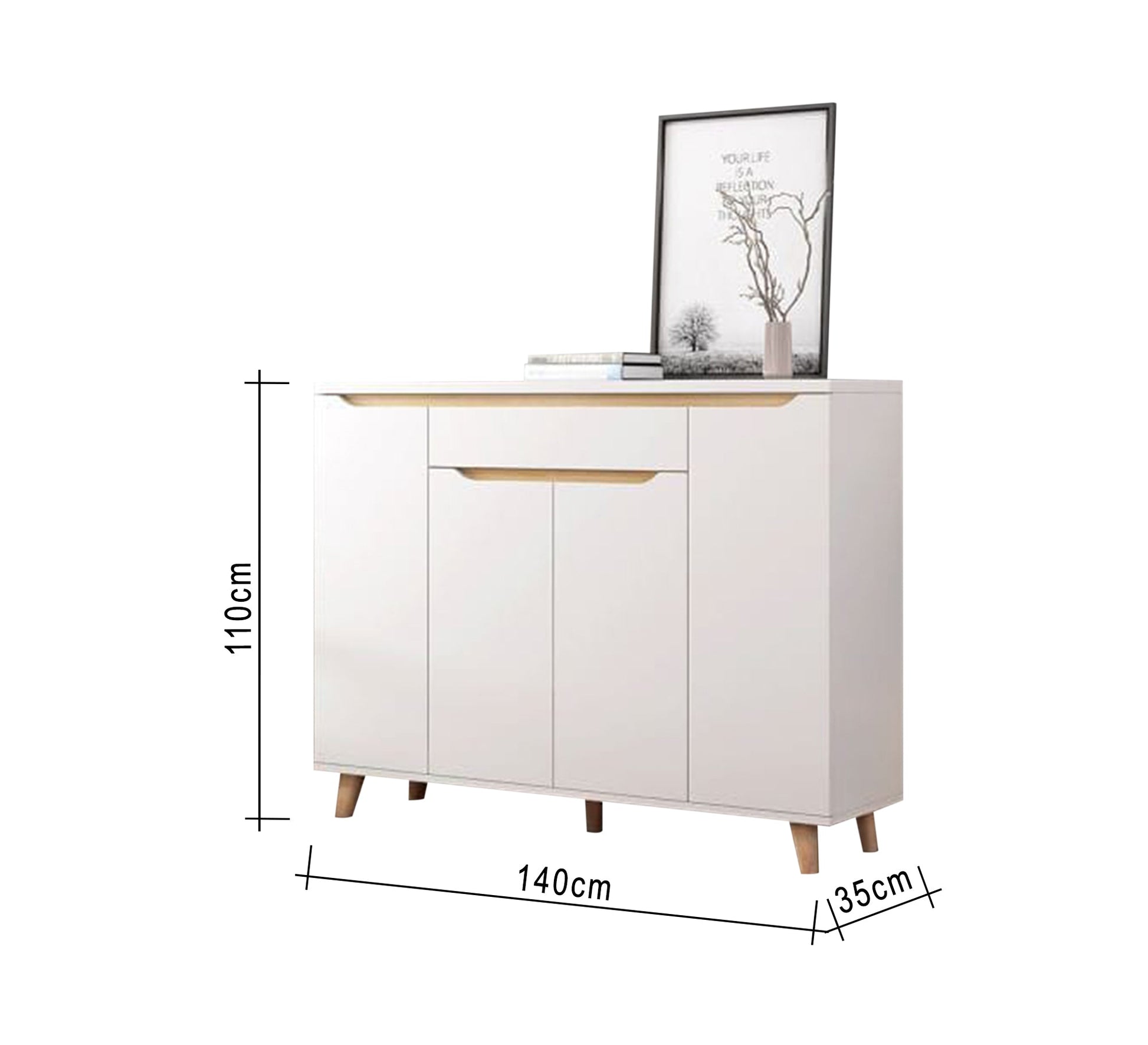 Modern white shoe unit with beige accents - Vitrine Furniture - Furniture