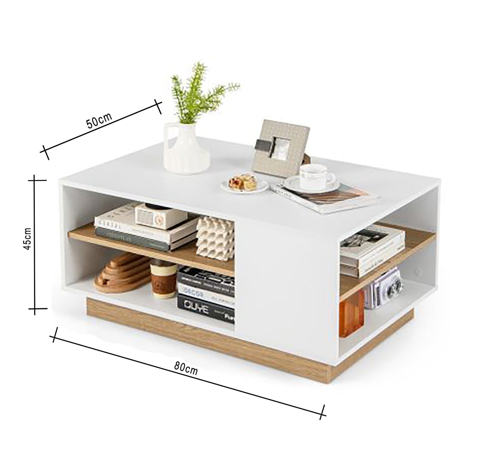Modern white table with shelves - Vitrine Furniture - Furniture