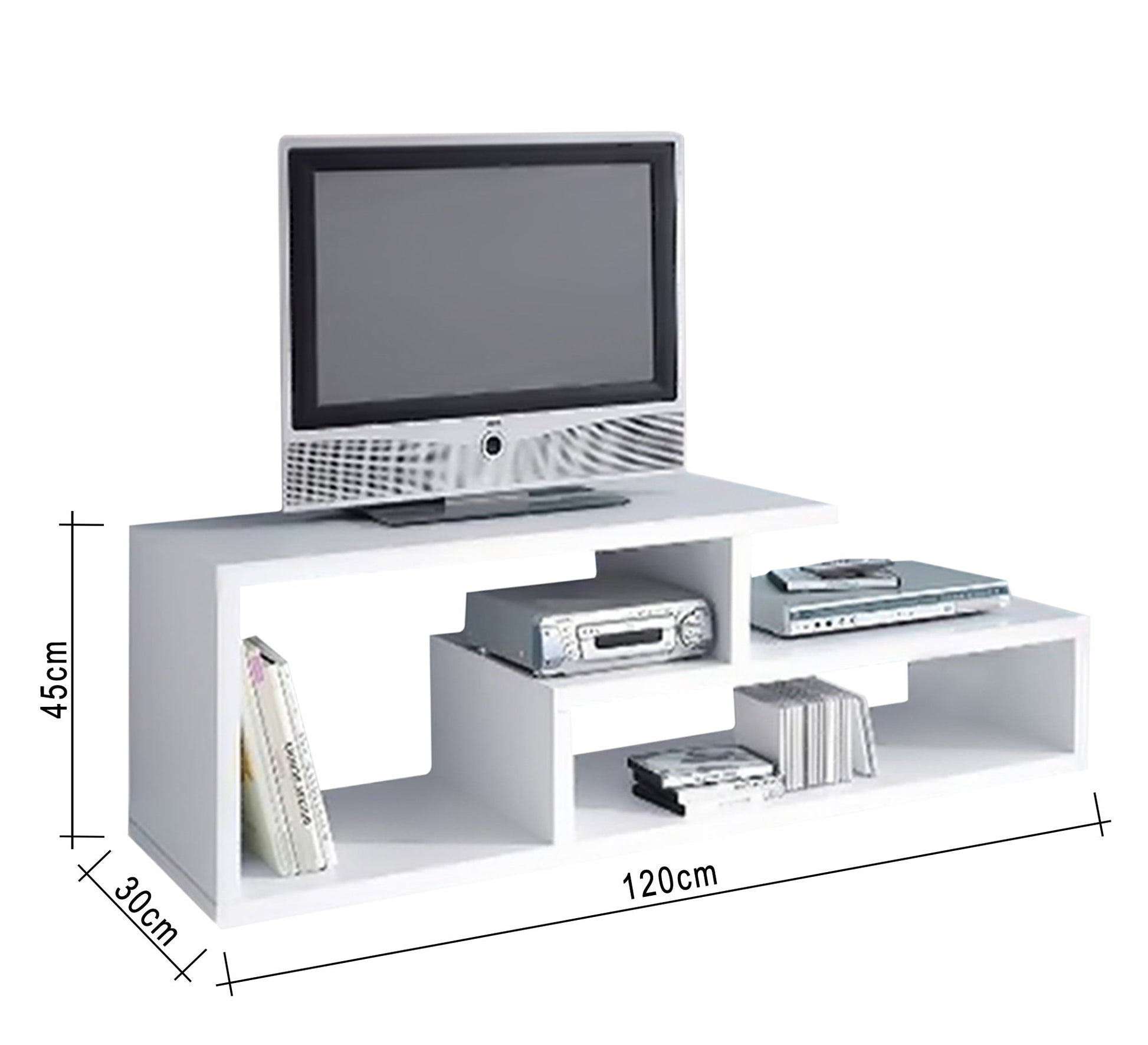 Modern White TV Table, Sleek & Stylish - Vitrine Furniture - Furniture