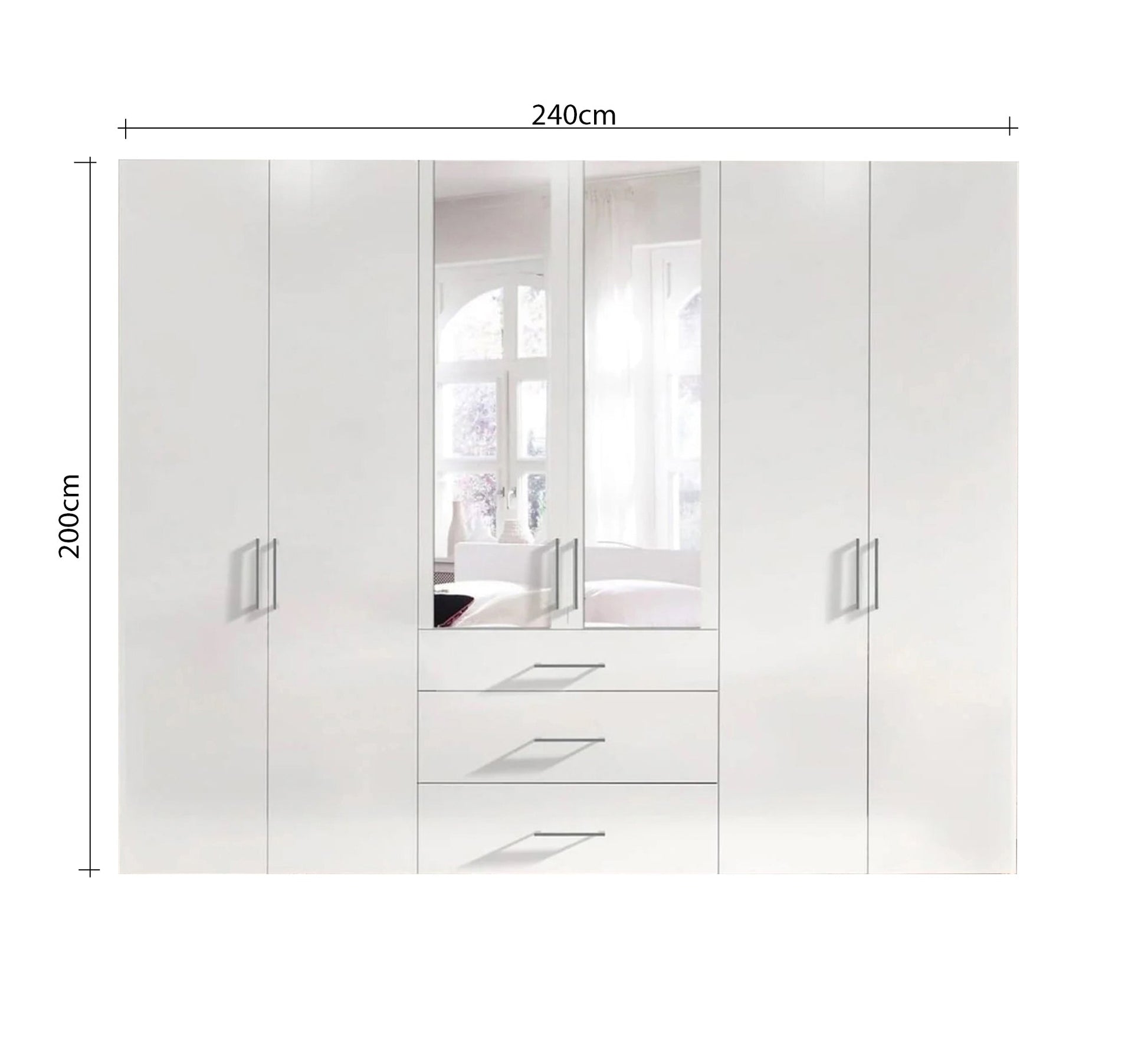 Modern white wardrobe with mirrored doors - Vitrine Furniture - Furniture