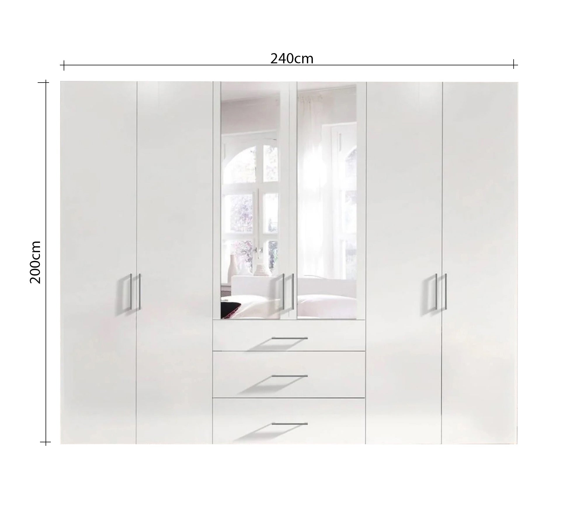 Modern white wardrobe with mirrored doors - Vitrine Furniture - Furniture