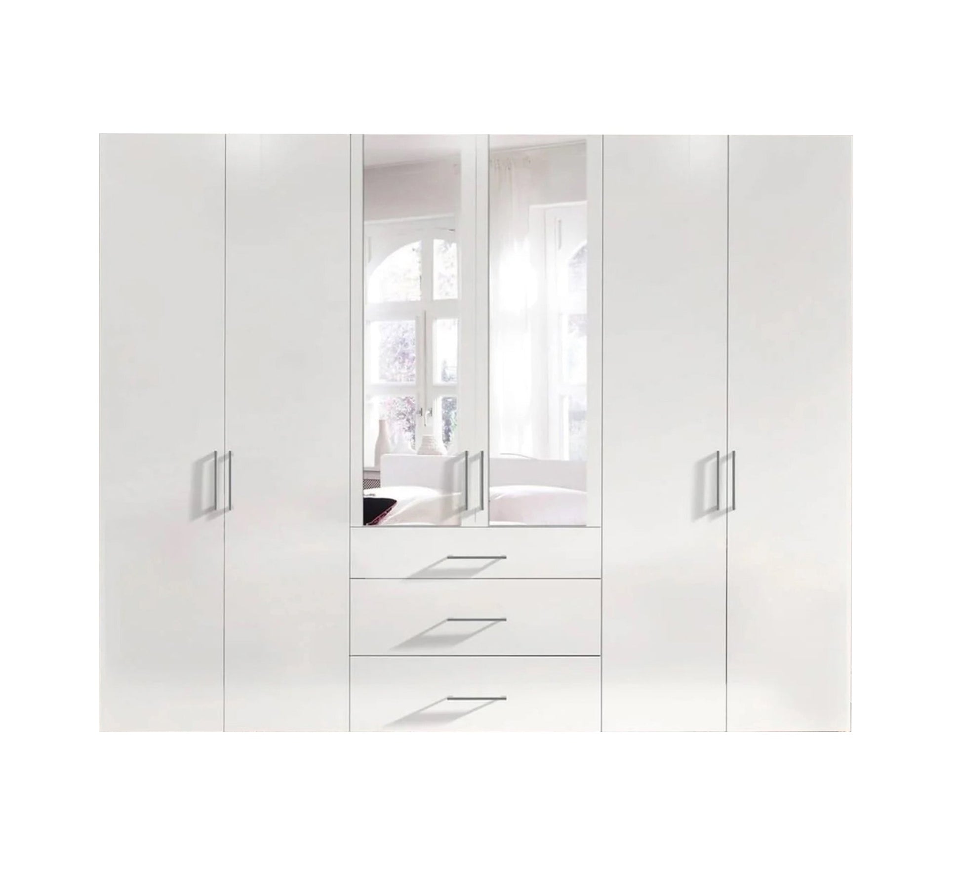 Modern white wardrobe with mirrored doors - Vitrine Furniture - Furniture