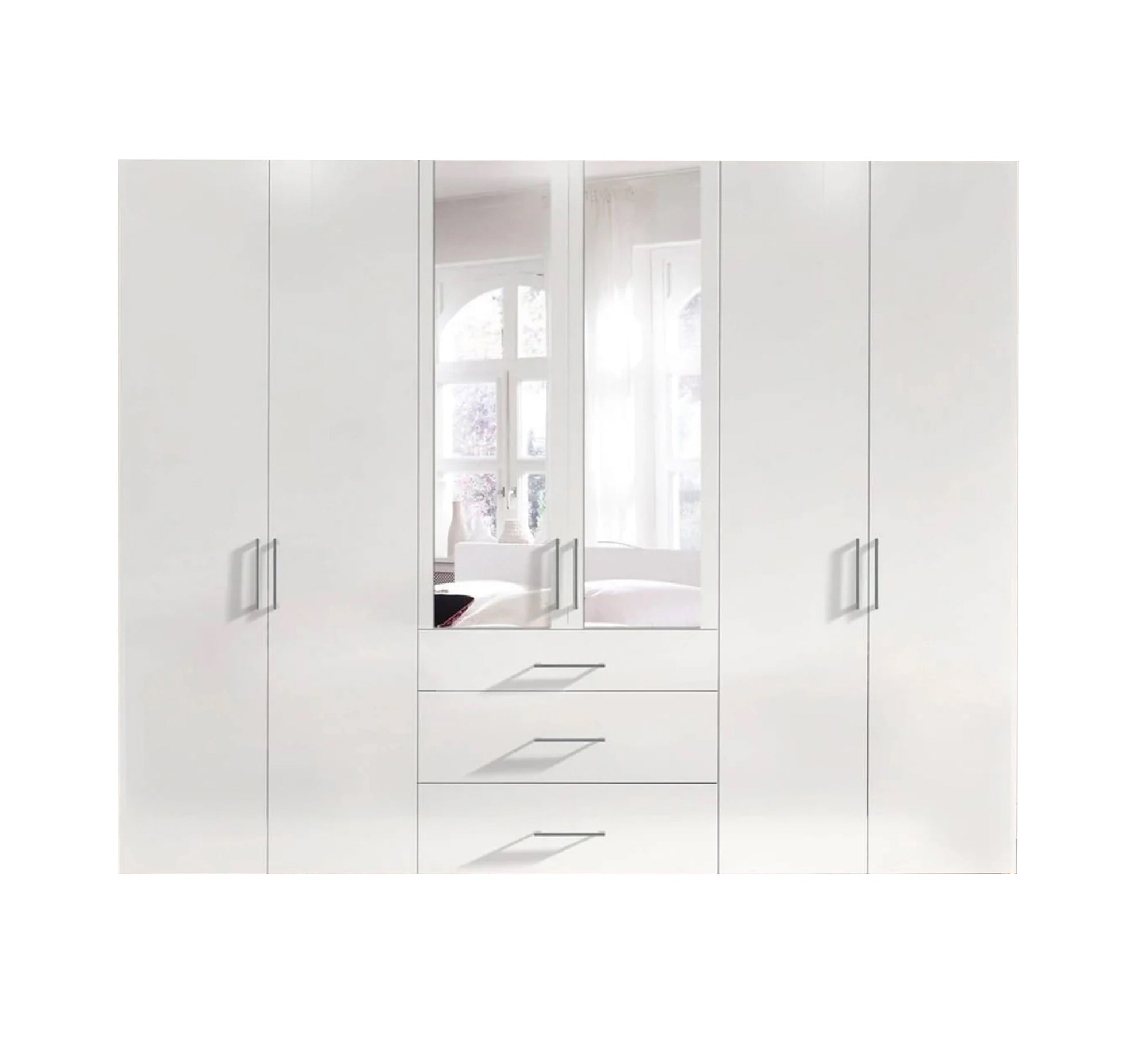 Modern white wardrobe with mirrored doors - Vitrine Furniture - Furniture