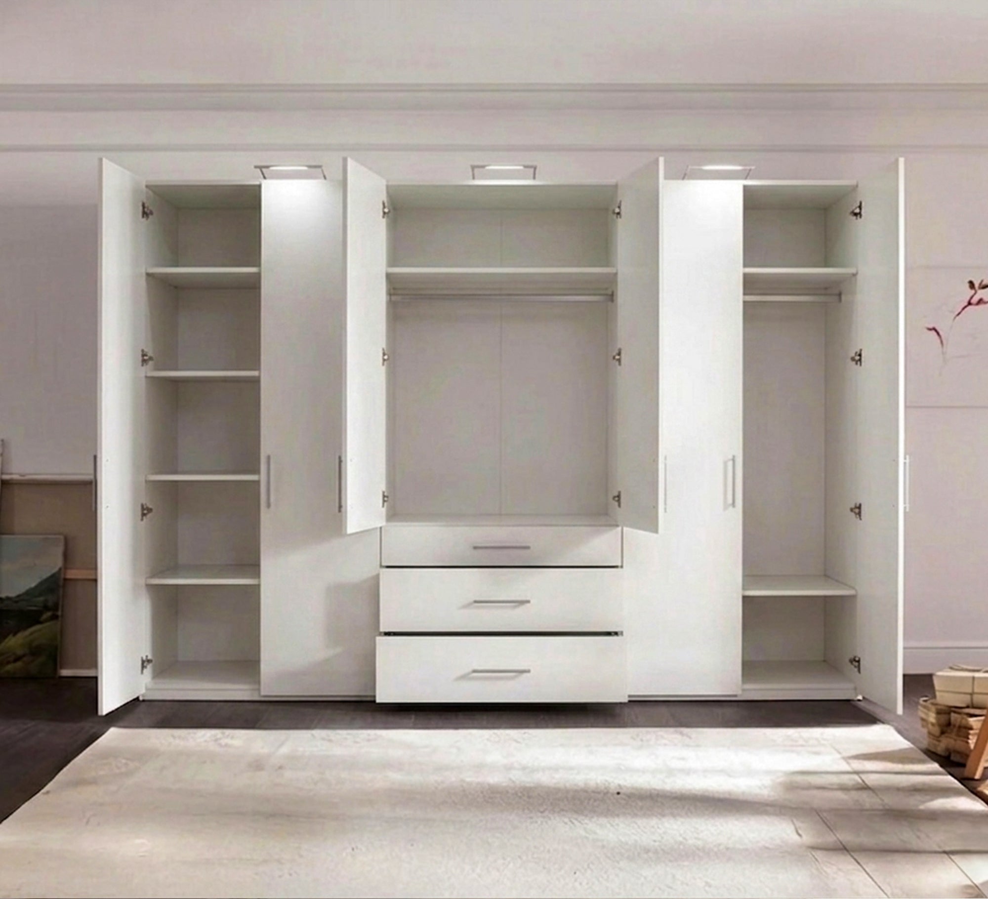 Modern white wardrobe with mirrored doors - Vitrine Furniture - Wardrobes
