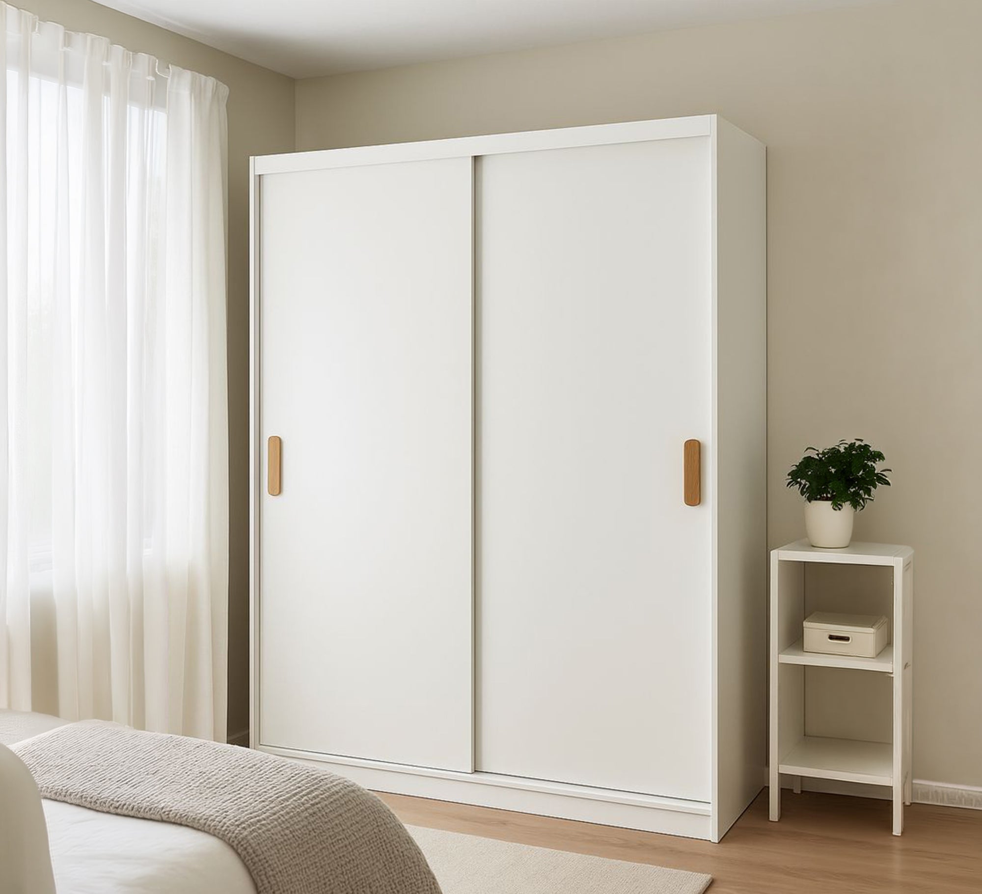 Modern white wardrobe with two sliding doors - Vitrine Furniture - Wardrobes