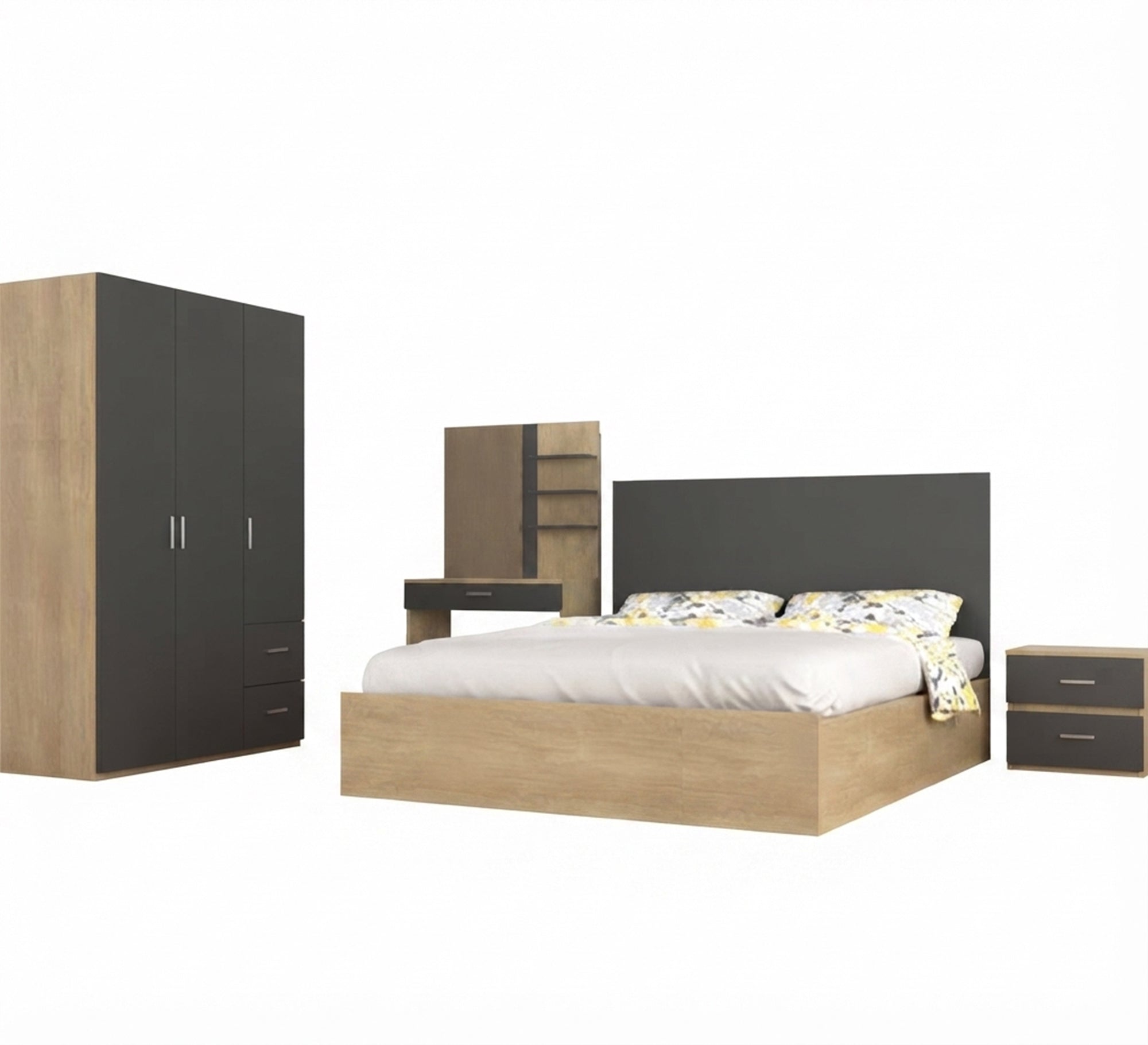 Modern wooden bedroom in gray - Vitrine Furniture - Master Bedroom Sets