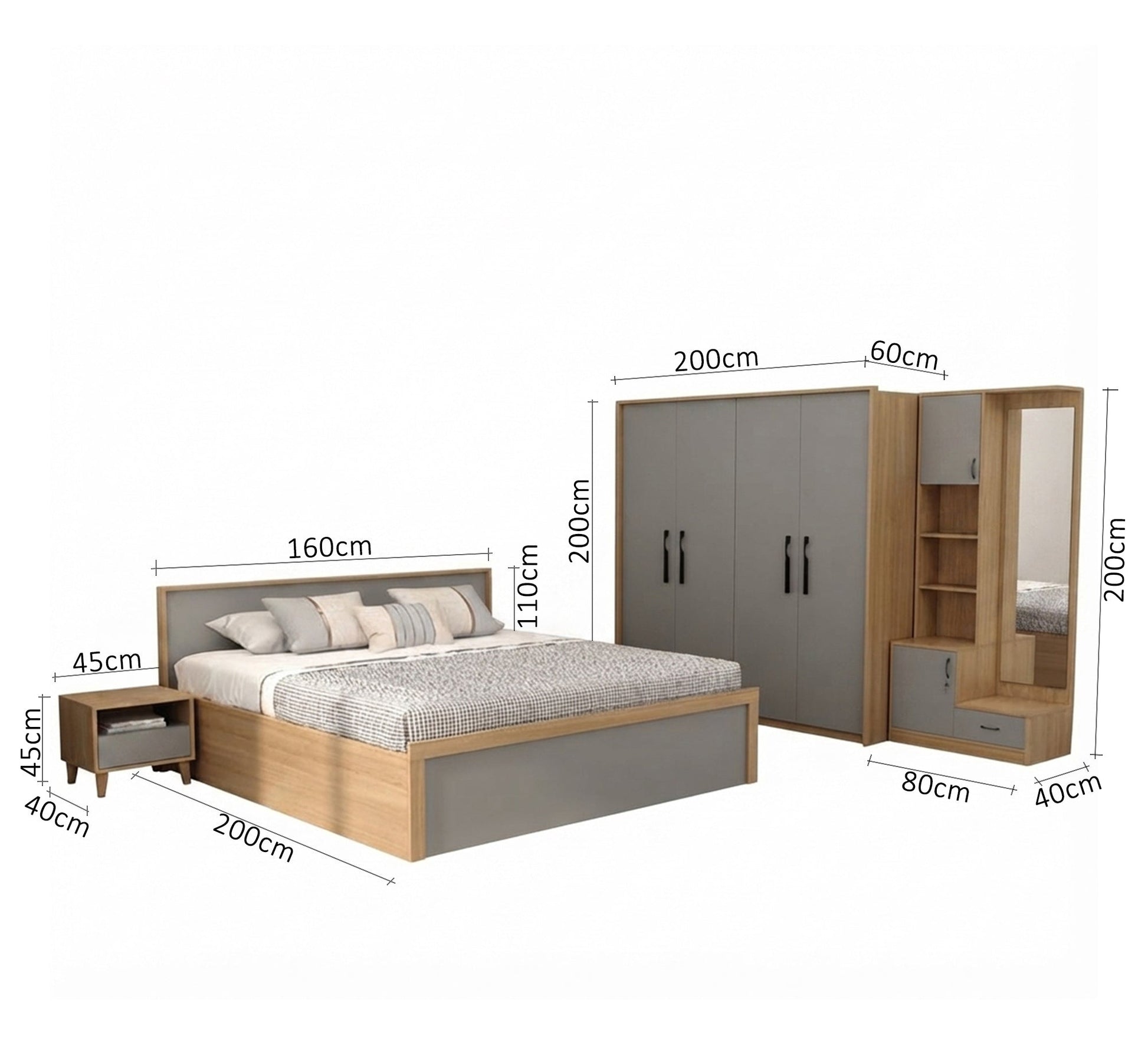 Modern wooden bedroom in two elegant colors - Vitrine Furniture - Master Bedroom Sets