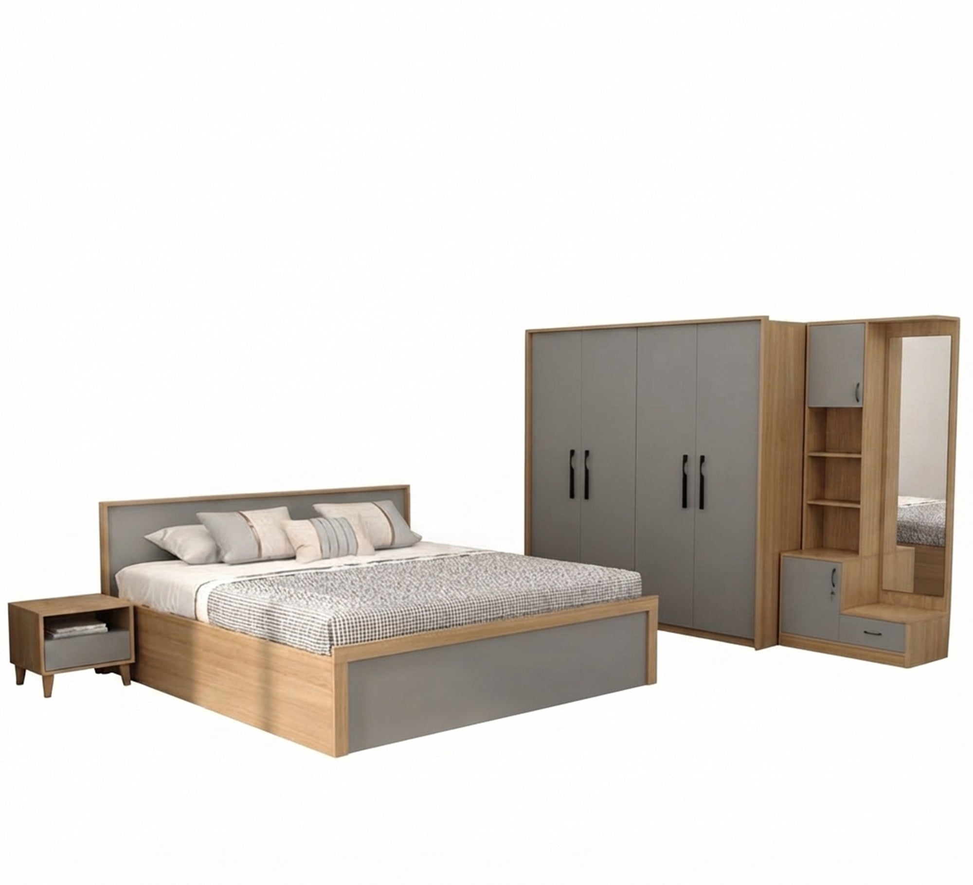 Modern wooden bedroom in two elegant colors - Vitrine Furniture - Master Bedroom Sets