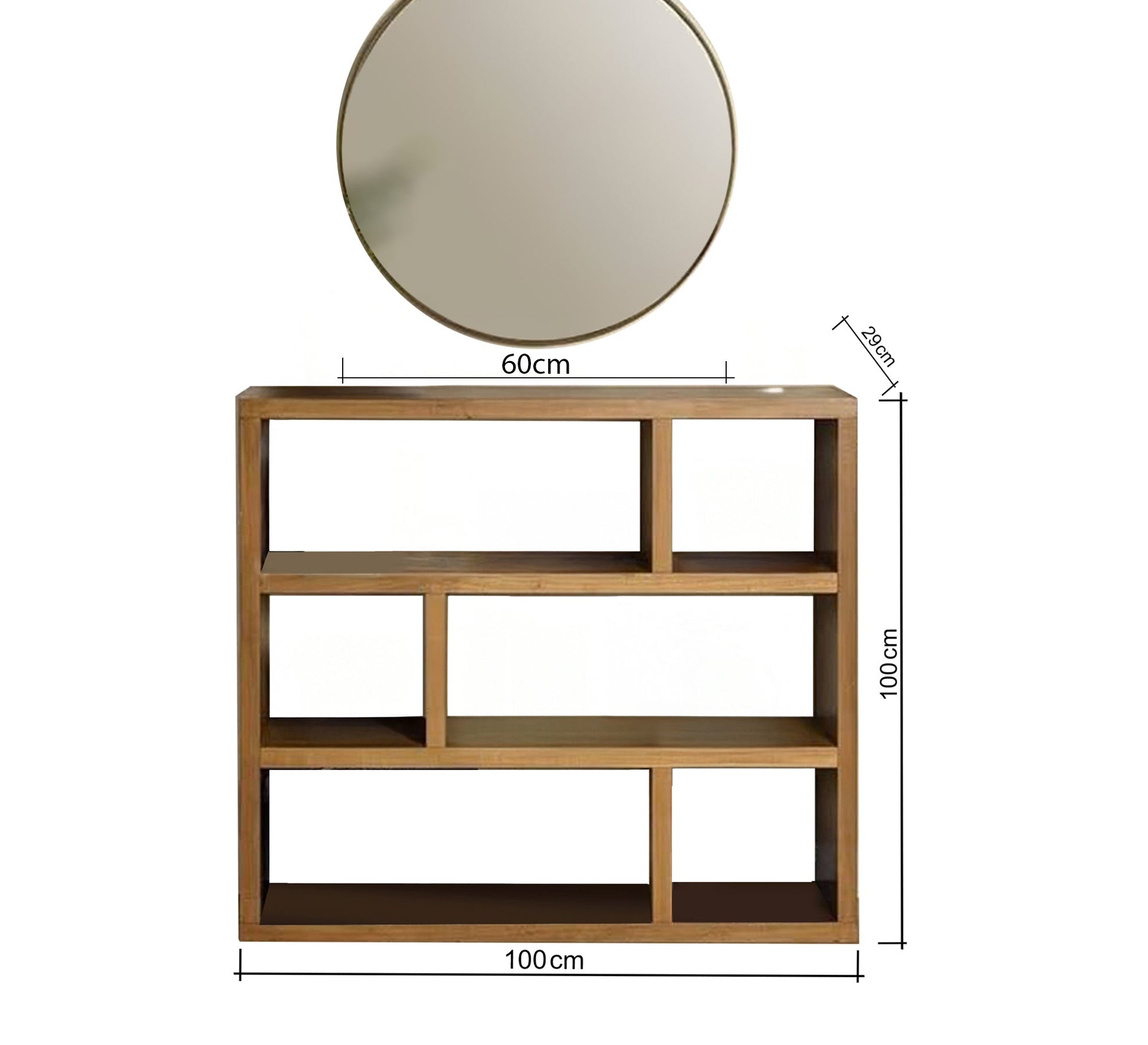 Modern wooden bookcase for versatile storage with a round mirror top - Vitrine Furniture - Furniture