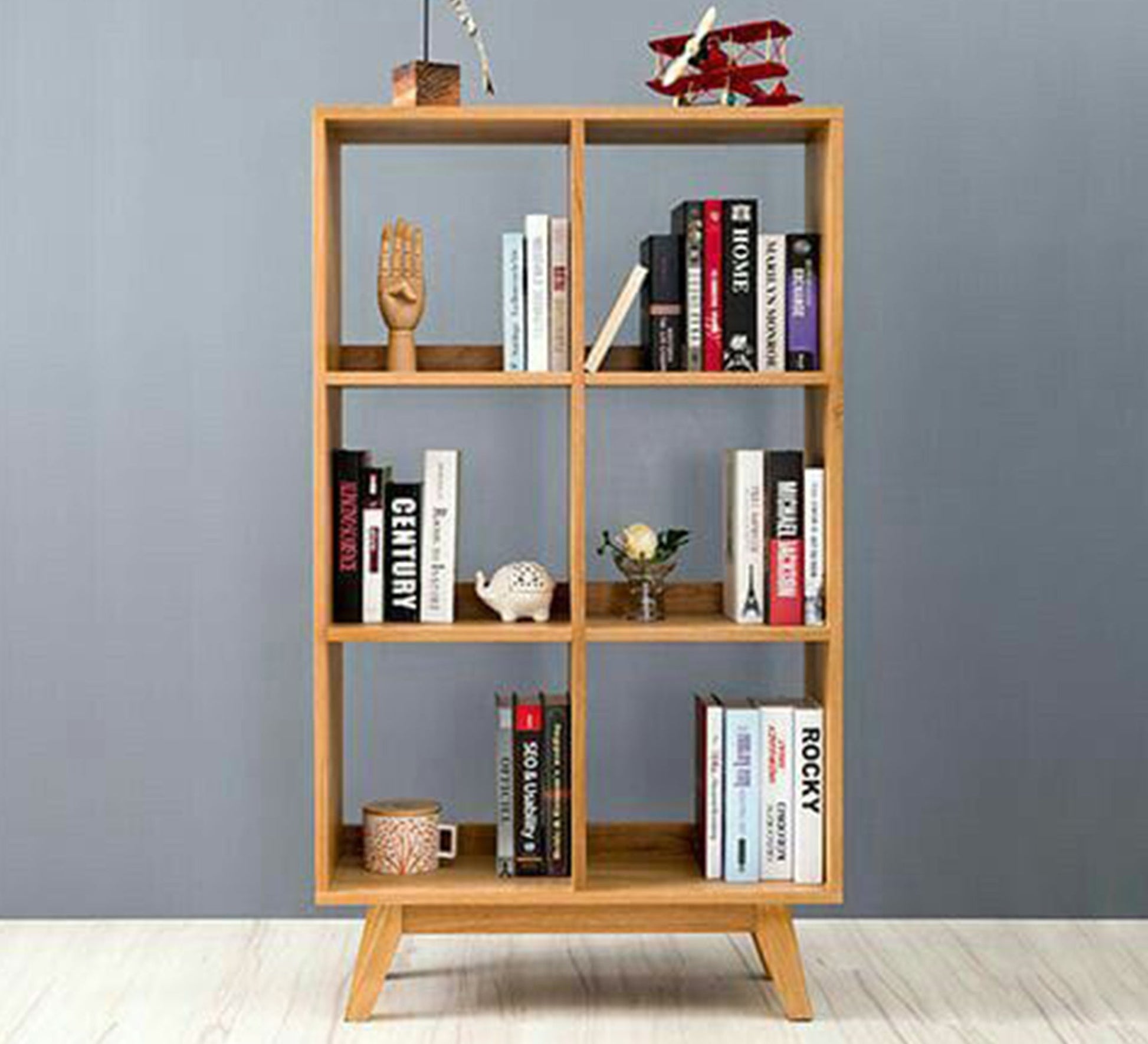 Modern wooden bookcase with six openings - Vitrine Furniture - Furniture