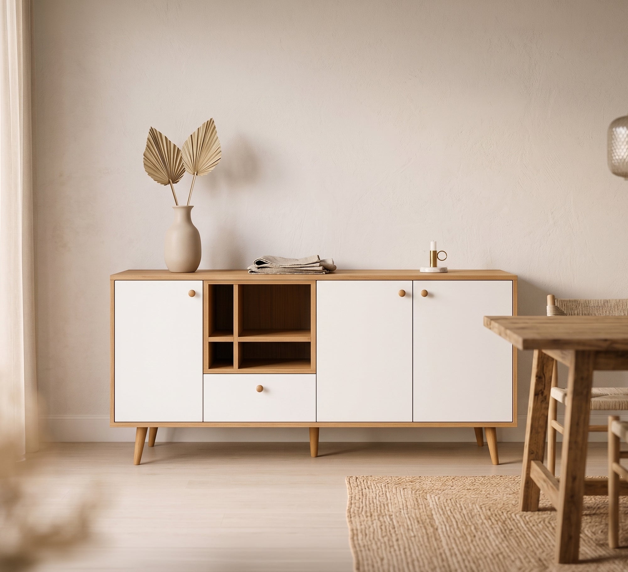Modern wooden cabinet with practical shelves and drawers - Vitrine Furniture - TV Table & Cabinet