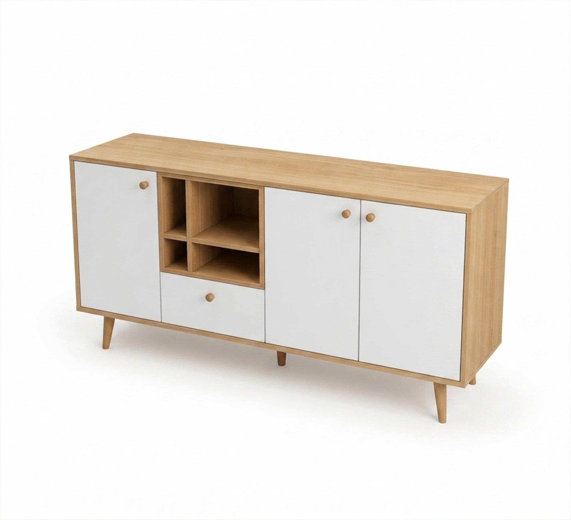 Modern wooden cabinet with practical shelves and drawers - Vitrine Furniture - TV Table & Cabinet