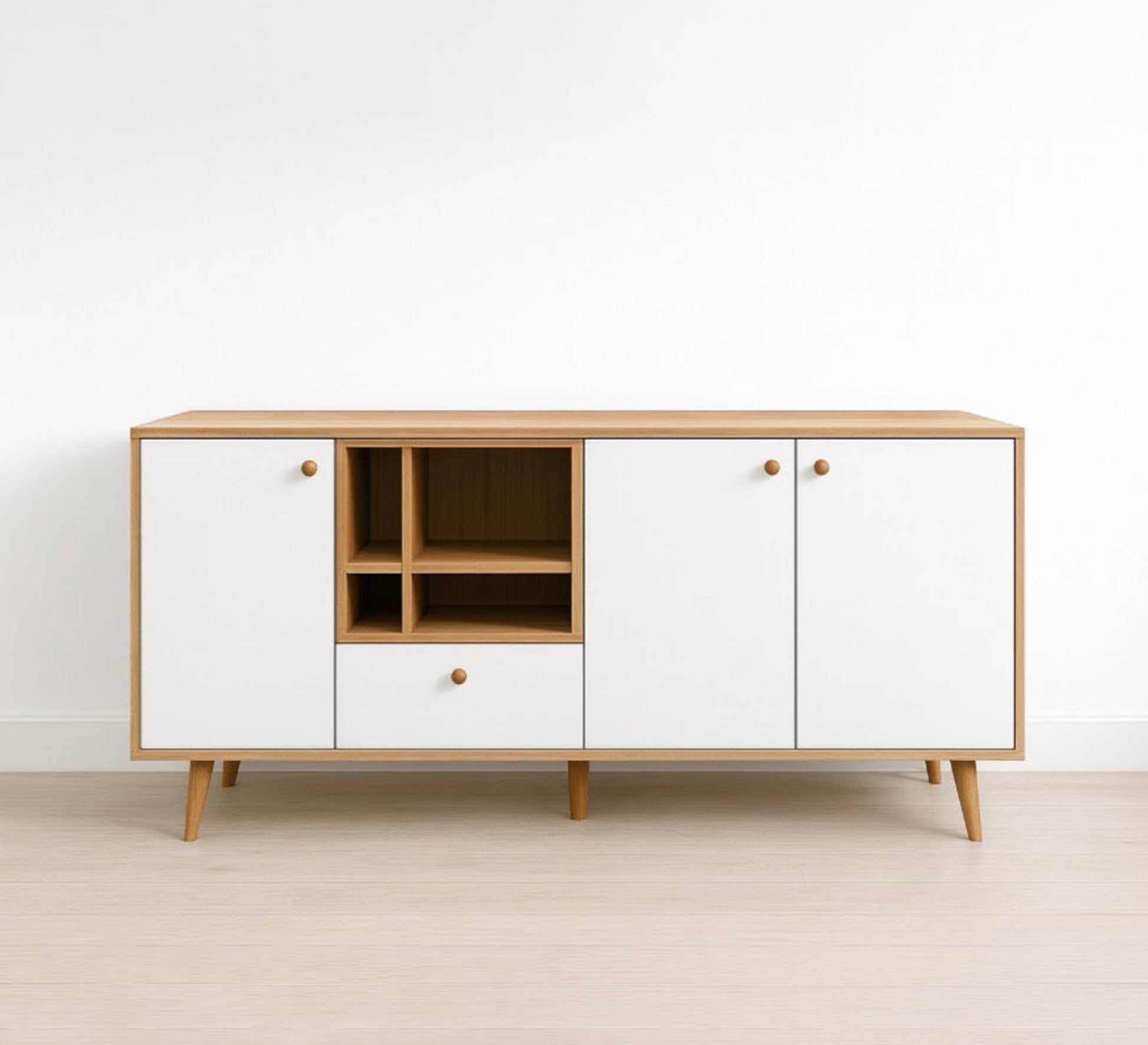 Modern wooden cabinet with practical shelves and drawers - Vitrine Furniture - TV Table & Cabinet