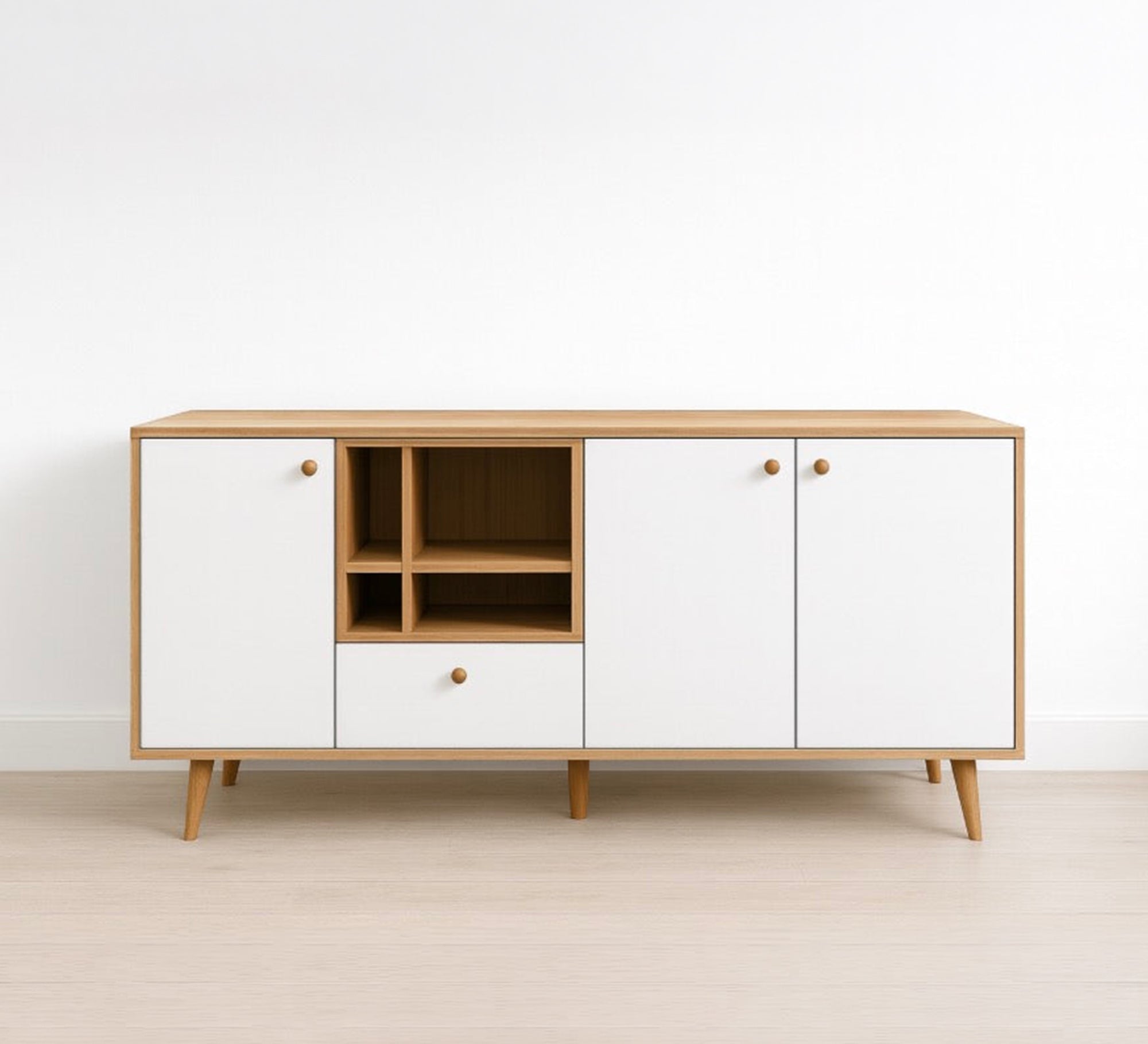 Modern wooden cabinet with practical shelves and drawers - Vitrine Furniture - TV Table & Cabinet