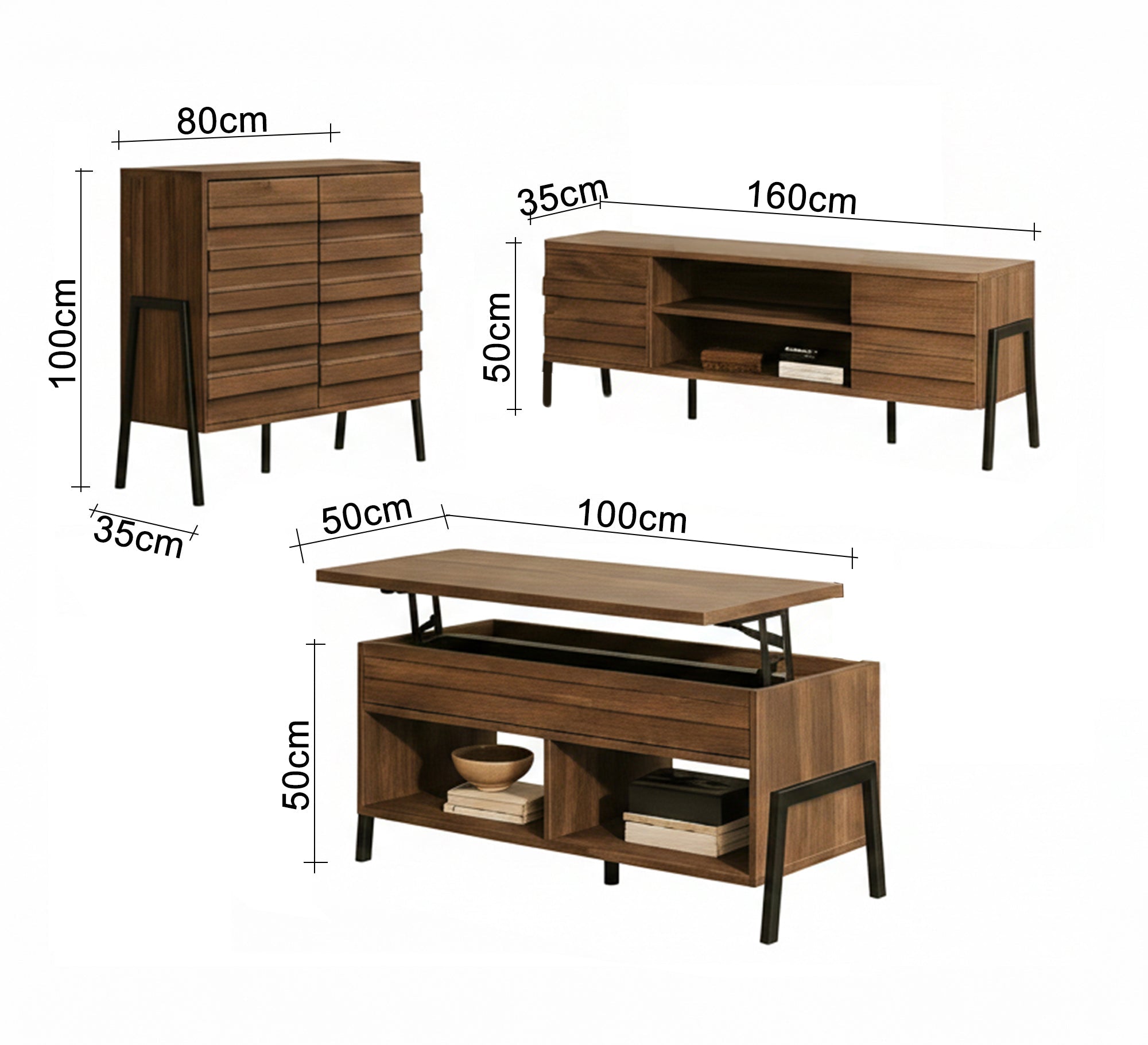 Modern wooden living room furniture set - Vitrine Furniture - TV Table & Cabinet