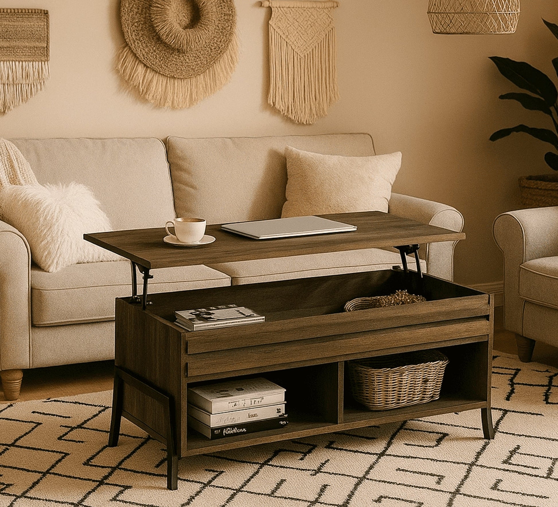 Modern wooden living room furniture set - Vitrine Furniture - TV Table & Cabinet