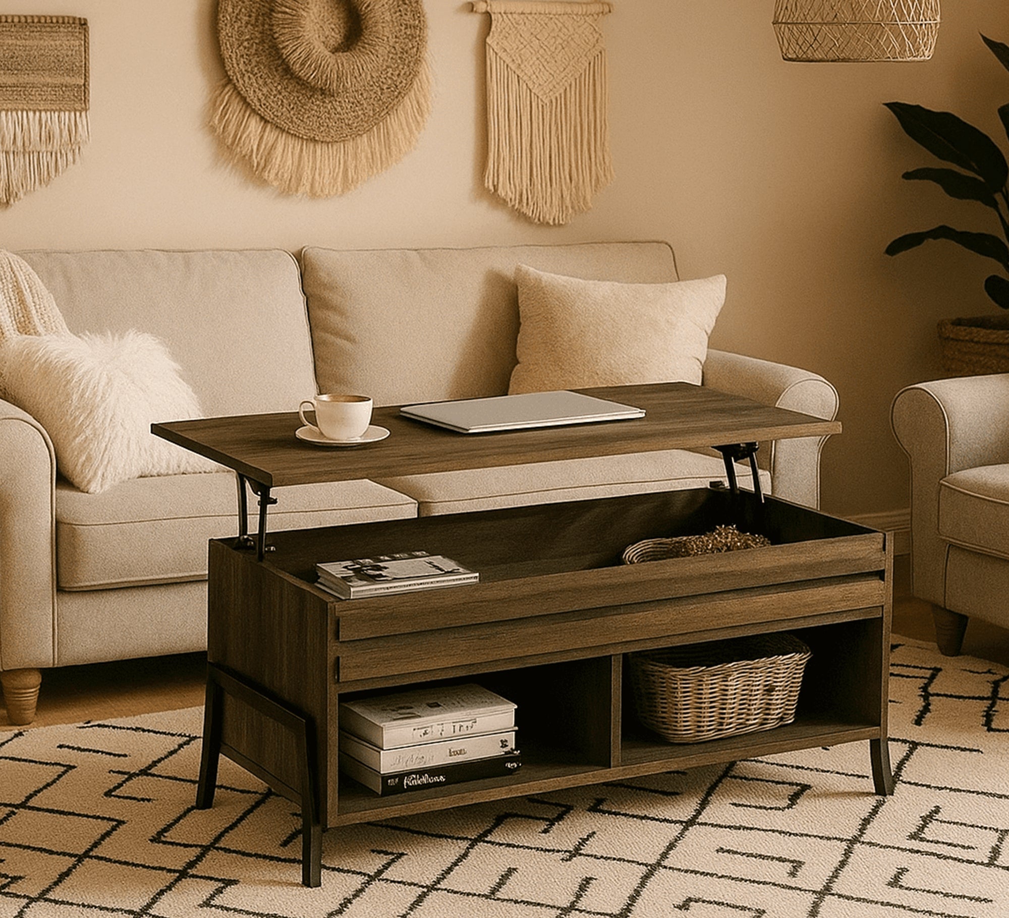 Modern wooden living room furniture set - Vitrine Furniture - TV Table & Cabinet