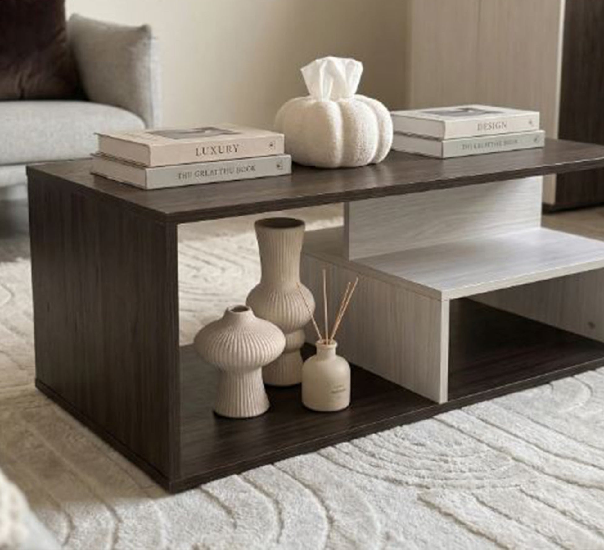 Modern wooden living room set - Vitrine Furniture - TV Table & Cabinet