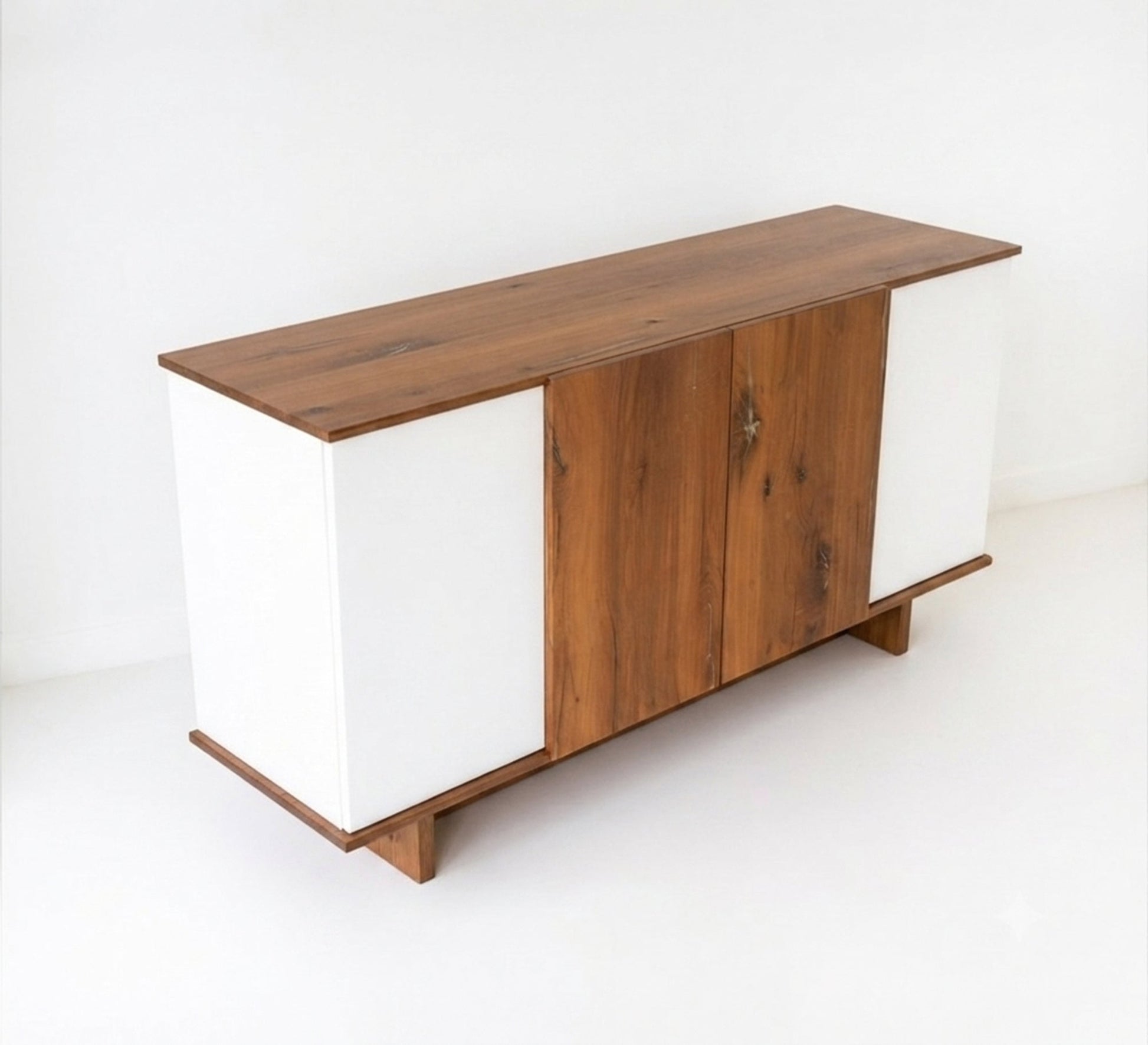 Modern wooden side cabinet with white doors - Vitrine Furniture - TV Table & Cabinet