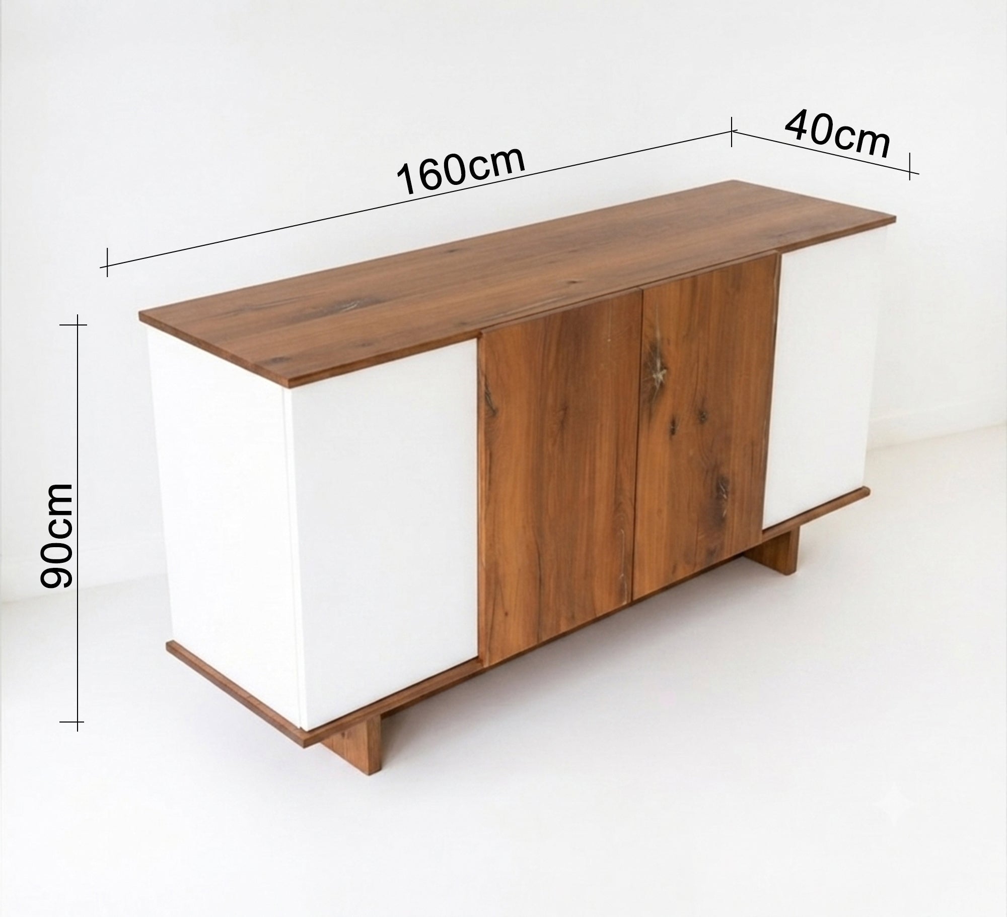 Modern wooden side cabinet with white doors - Vitrine Furniture - TV Table & Cabinet