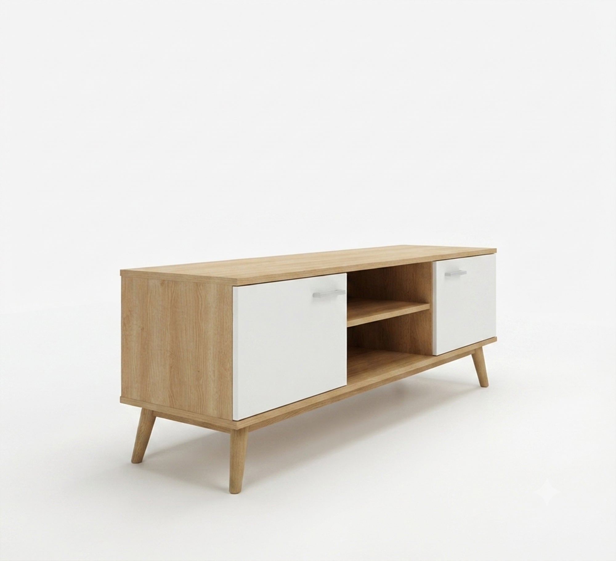 Modern wooden TV stand with tapered legs - Vitrine Furniture - TV Table & Cabinet