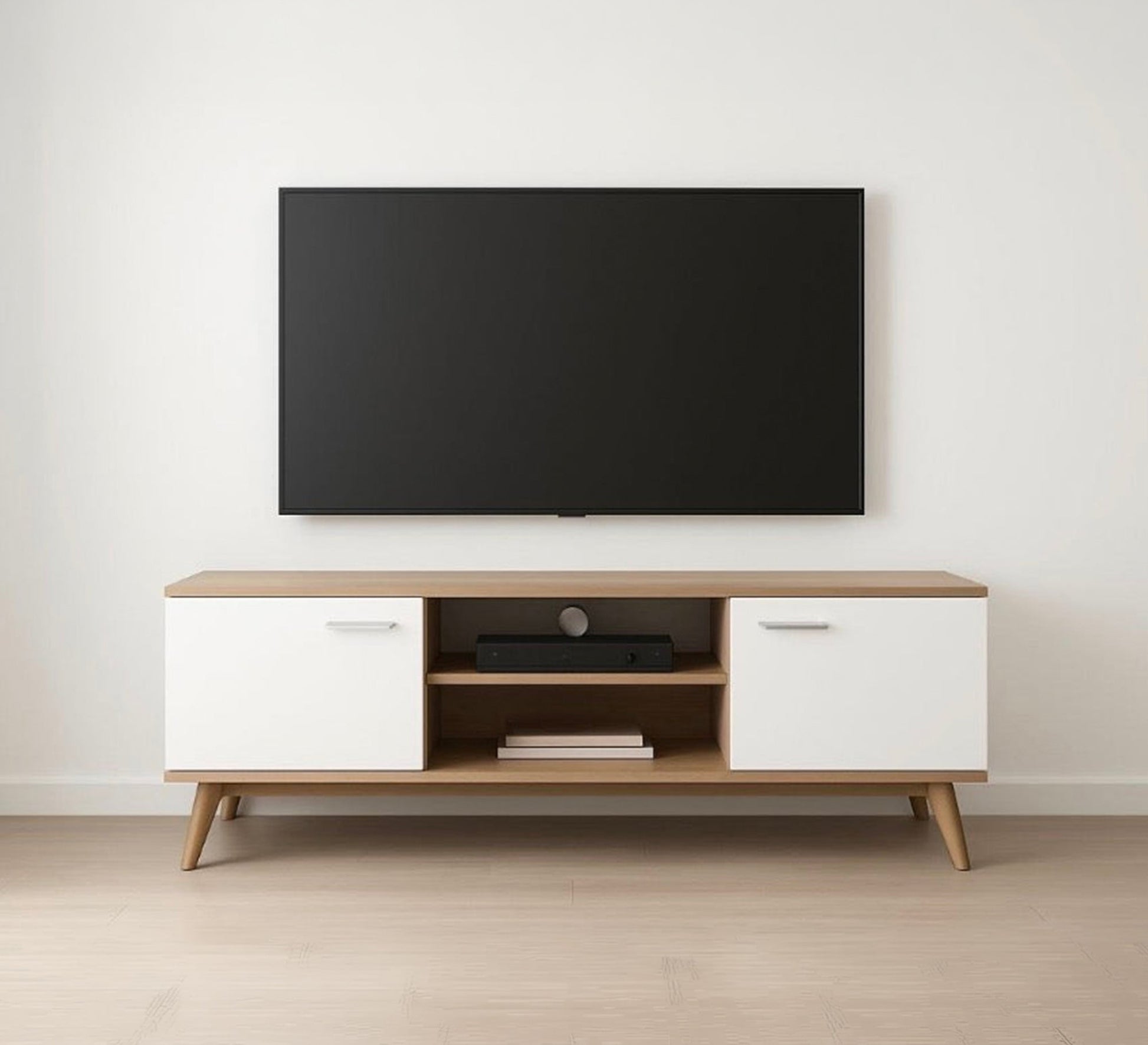 Modern wooden TV stand with tapered legs - Vitrine Furniture - TV Table & Cabinet