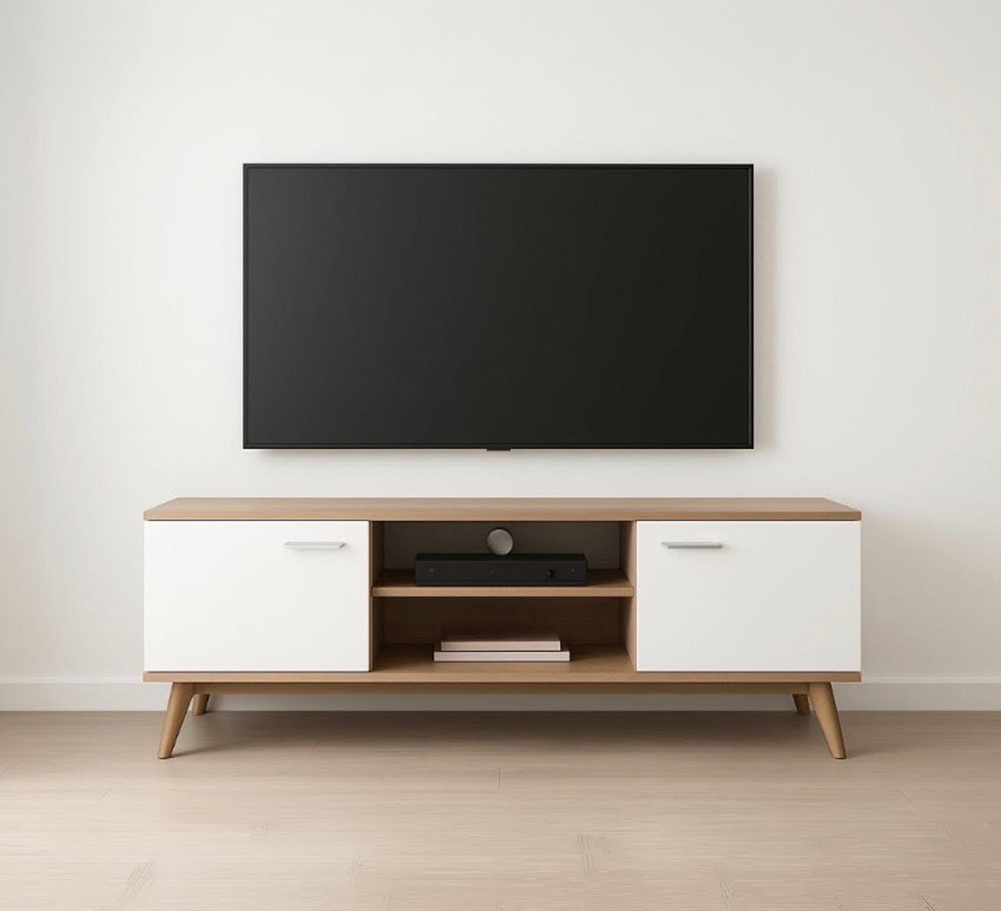 Modern wooden TV stand with tapered legs - Vitrine Furniture - TV Table & Cabinet