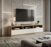 Modern wooden TV stand with white drawers - Vitrine Furniture - TV Table & Cabinet