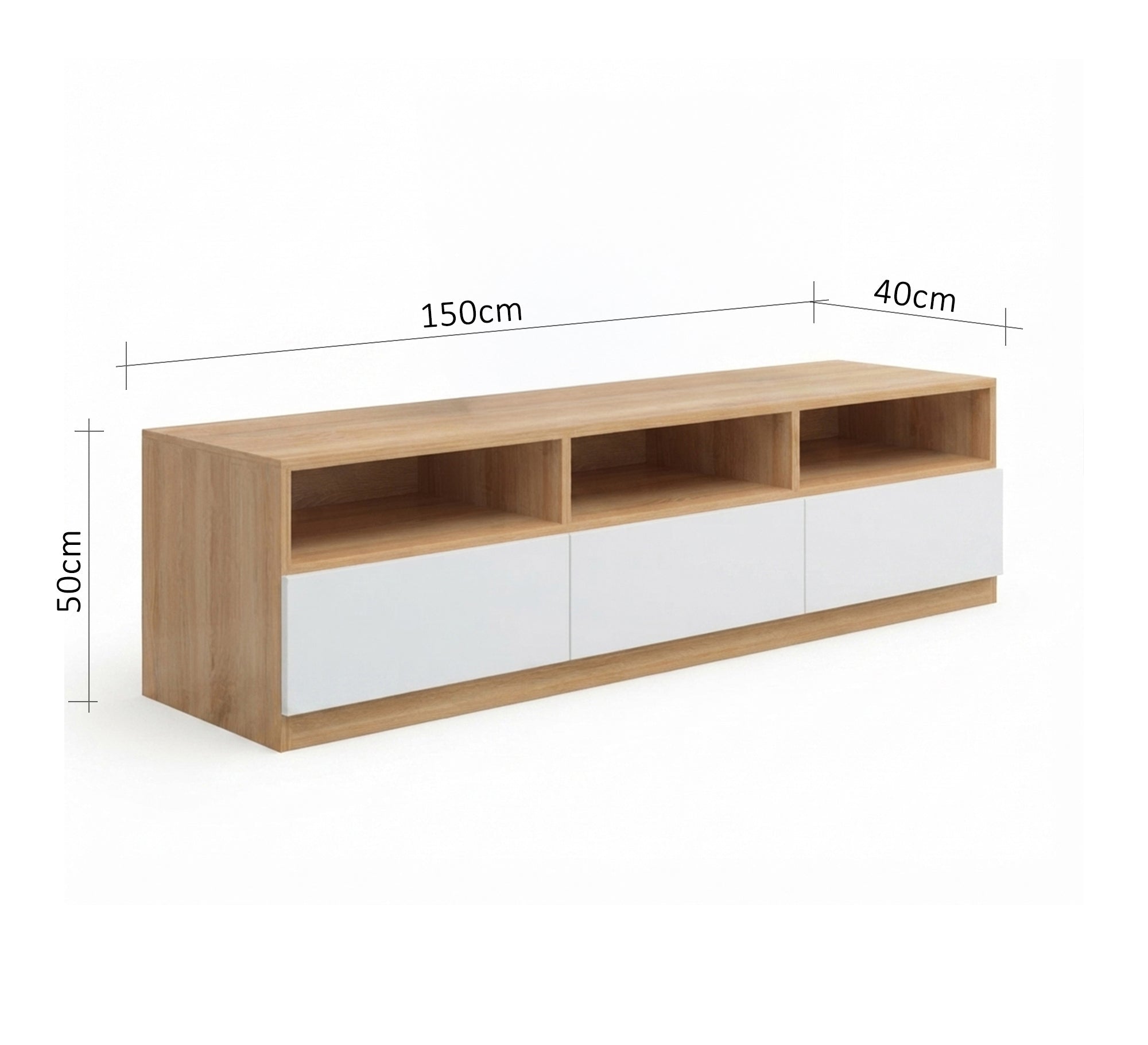 Modern wooden TV stand with white drawers - Vitrine Furniture - TV Table & Cabinet