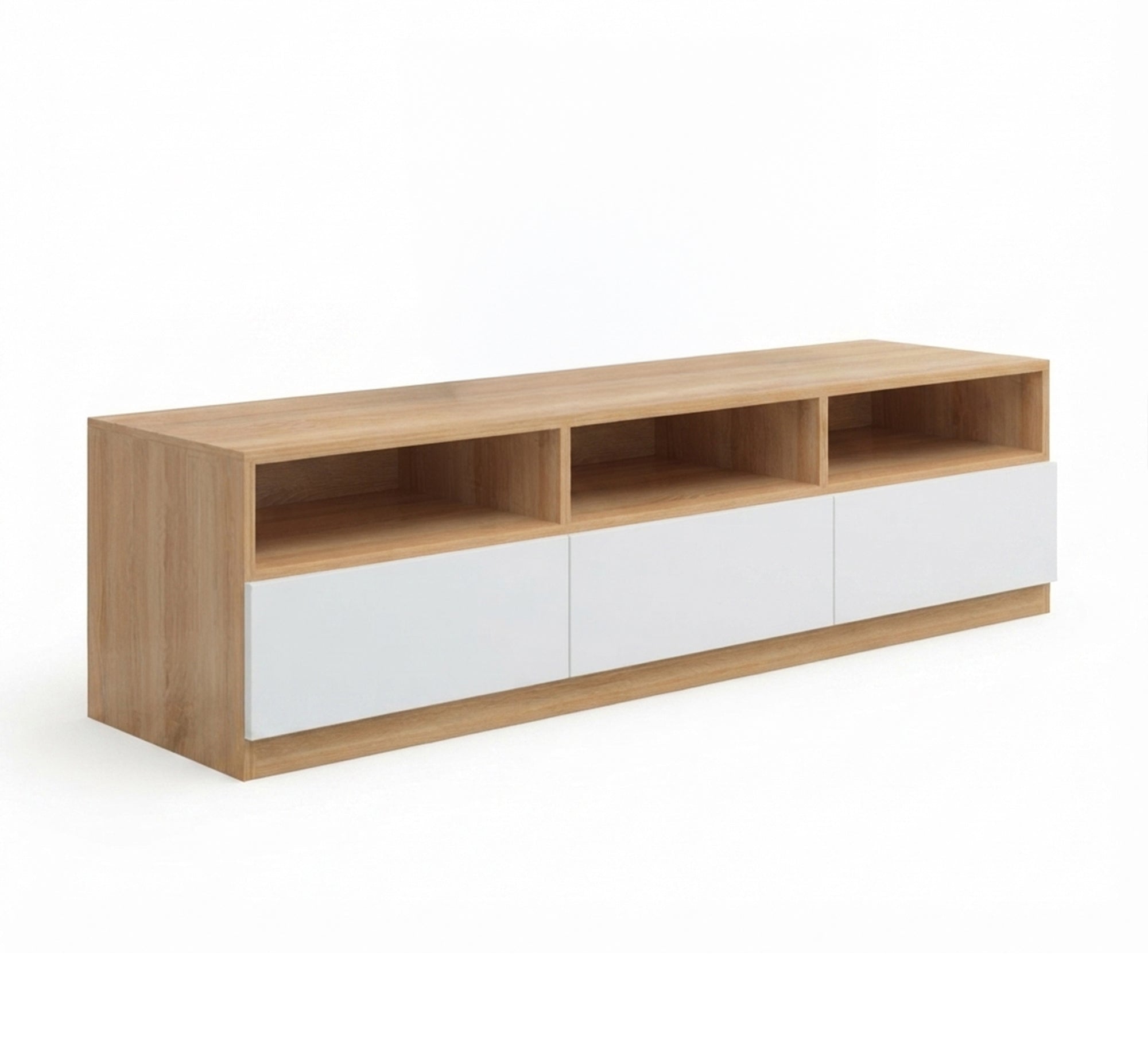 Modern wooden TV stand with white drawers - Vitrine Furniture - TV Table & Cabinet