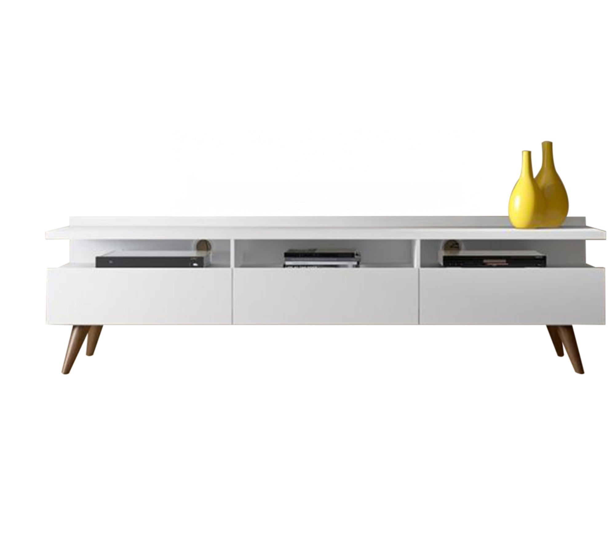 ModernHome White TV Unit - Sleek 3 - Drawer Design - Vitrine Furniture - Furniture