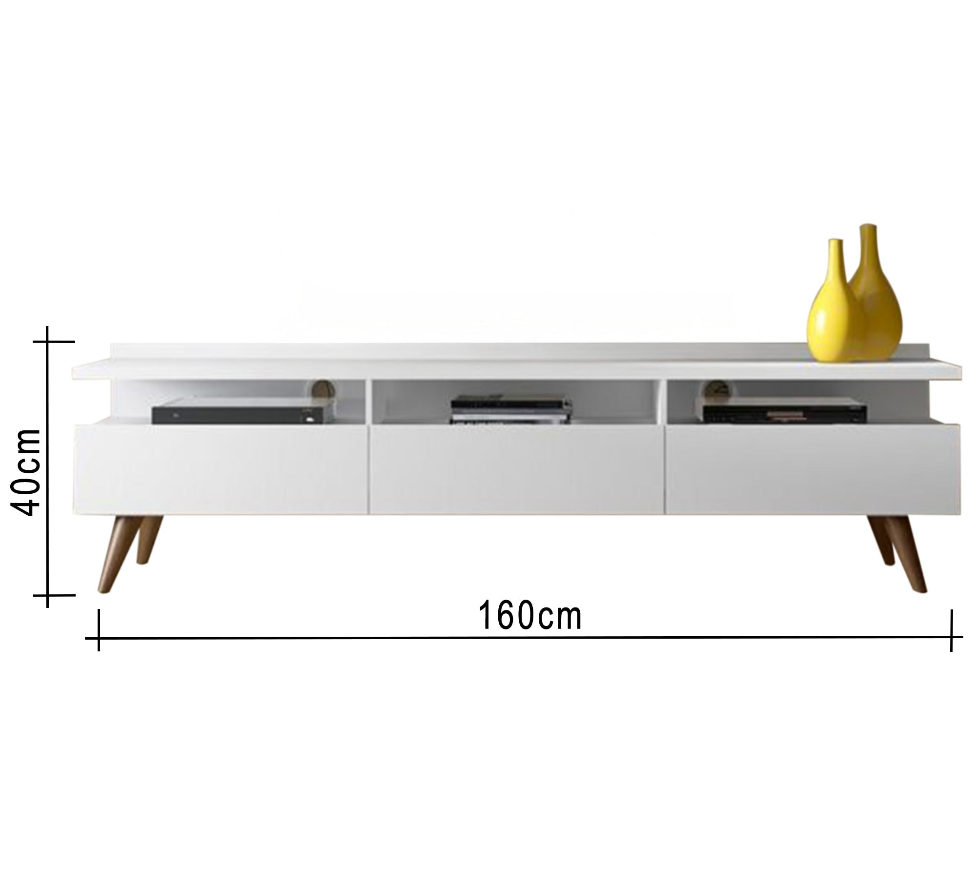 ModernHome White TV Unit - Sleek 3 - Drawer Design - Vitrine Furniture - Furniture